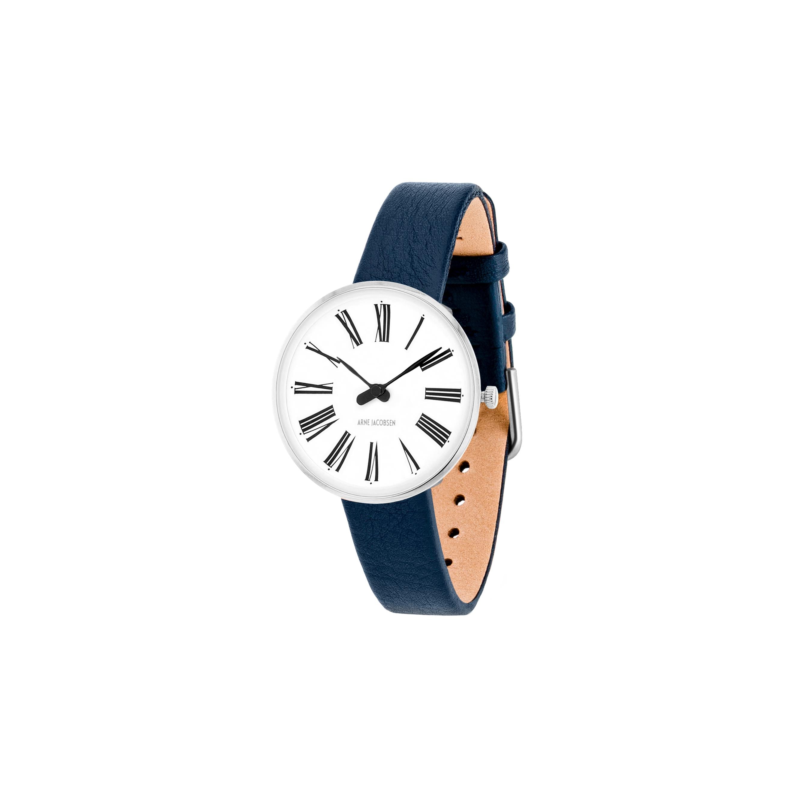 Arne Jacobsen Romerska armbandsur Ø30, blå