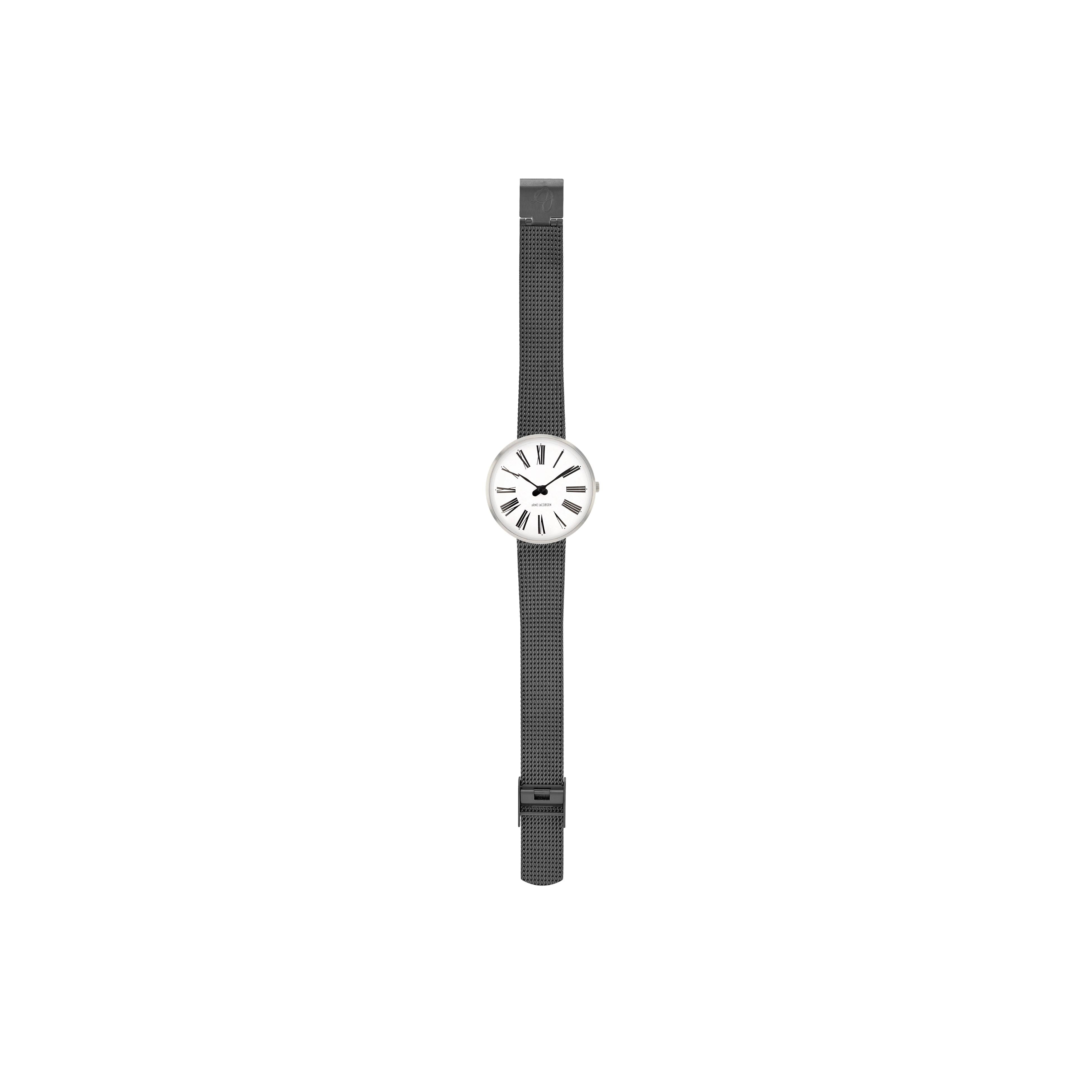 Arne Jacobsen Romerska armbandsur Ø30, grå nät