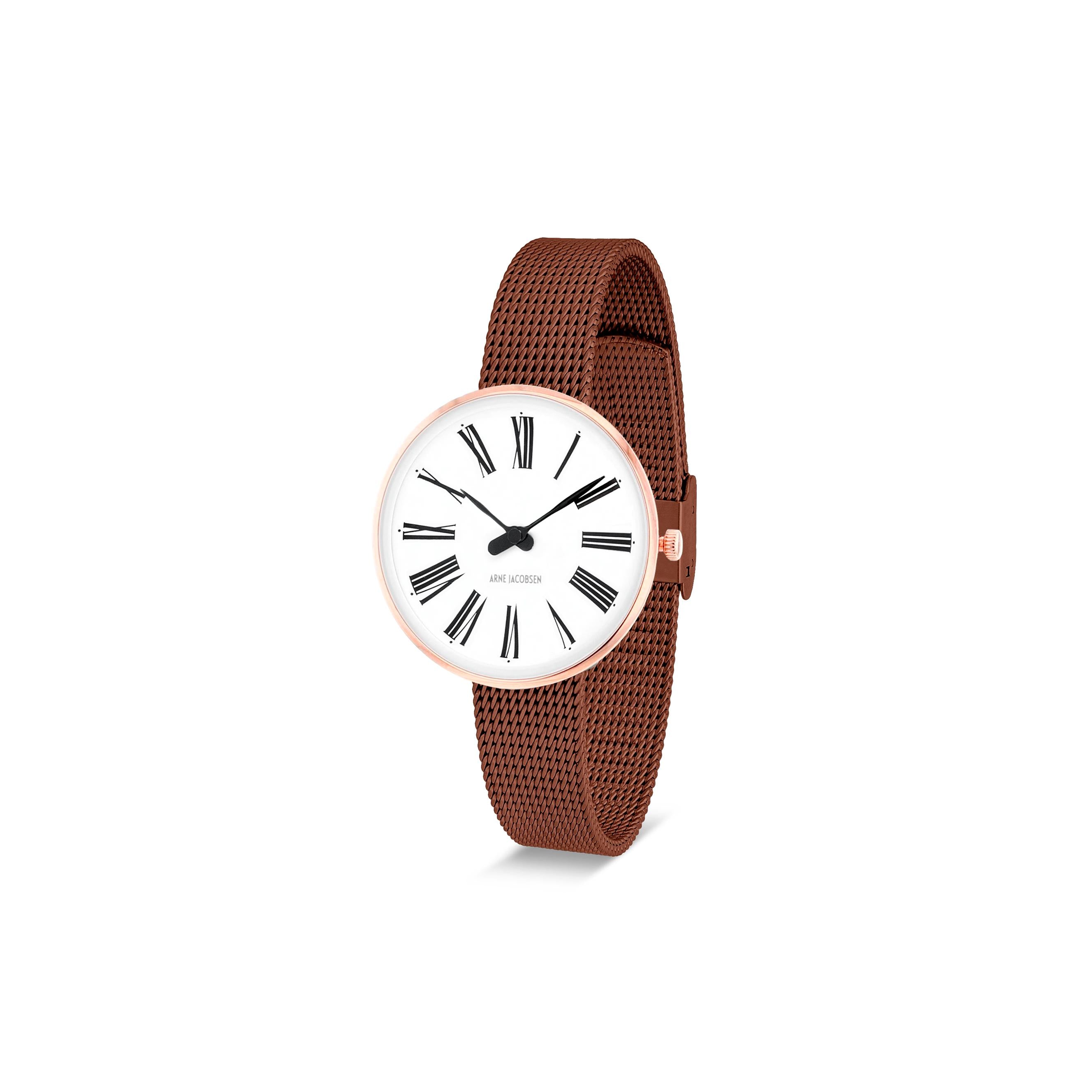 Arne Jacobsen Roman Wristwatch Ø30, Rosé/ malla de cobre
