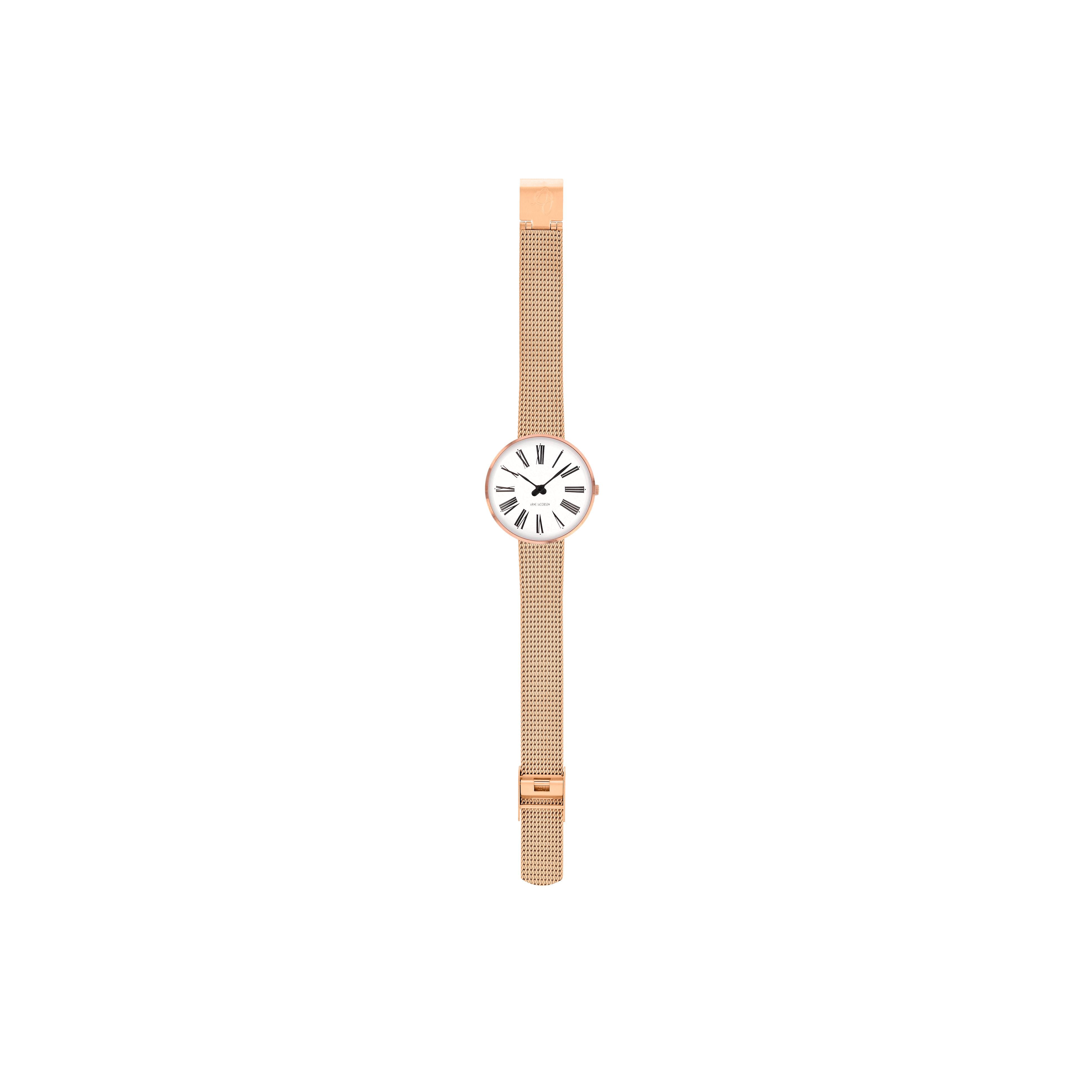 Arne Jacobsen Römische Armbanduhr Ø30, Rosé/ Rosé -Netz