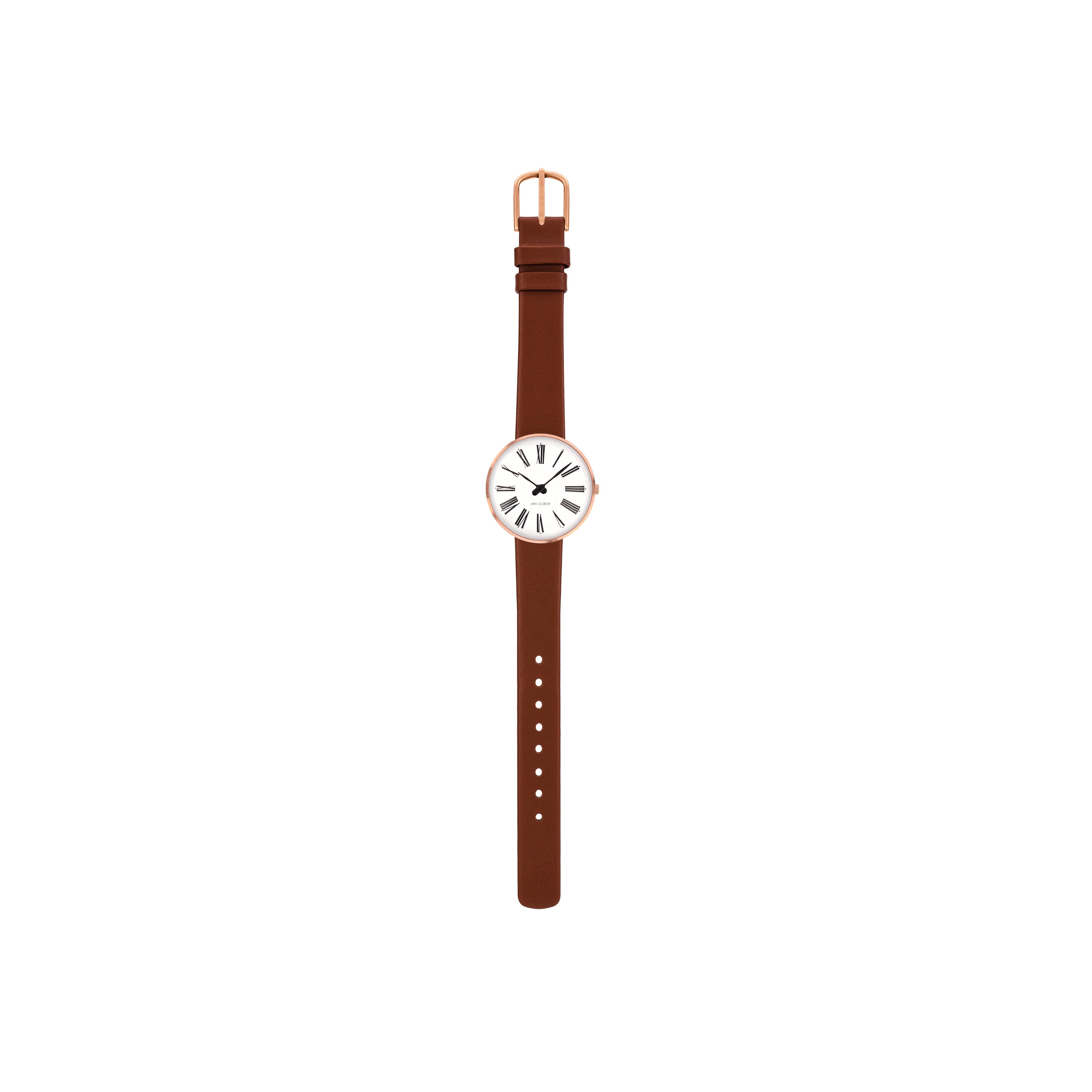 Arne Jacobsen Römische Armbanduhr ø30, Rosé/Braun