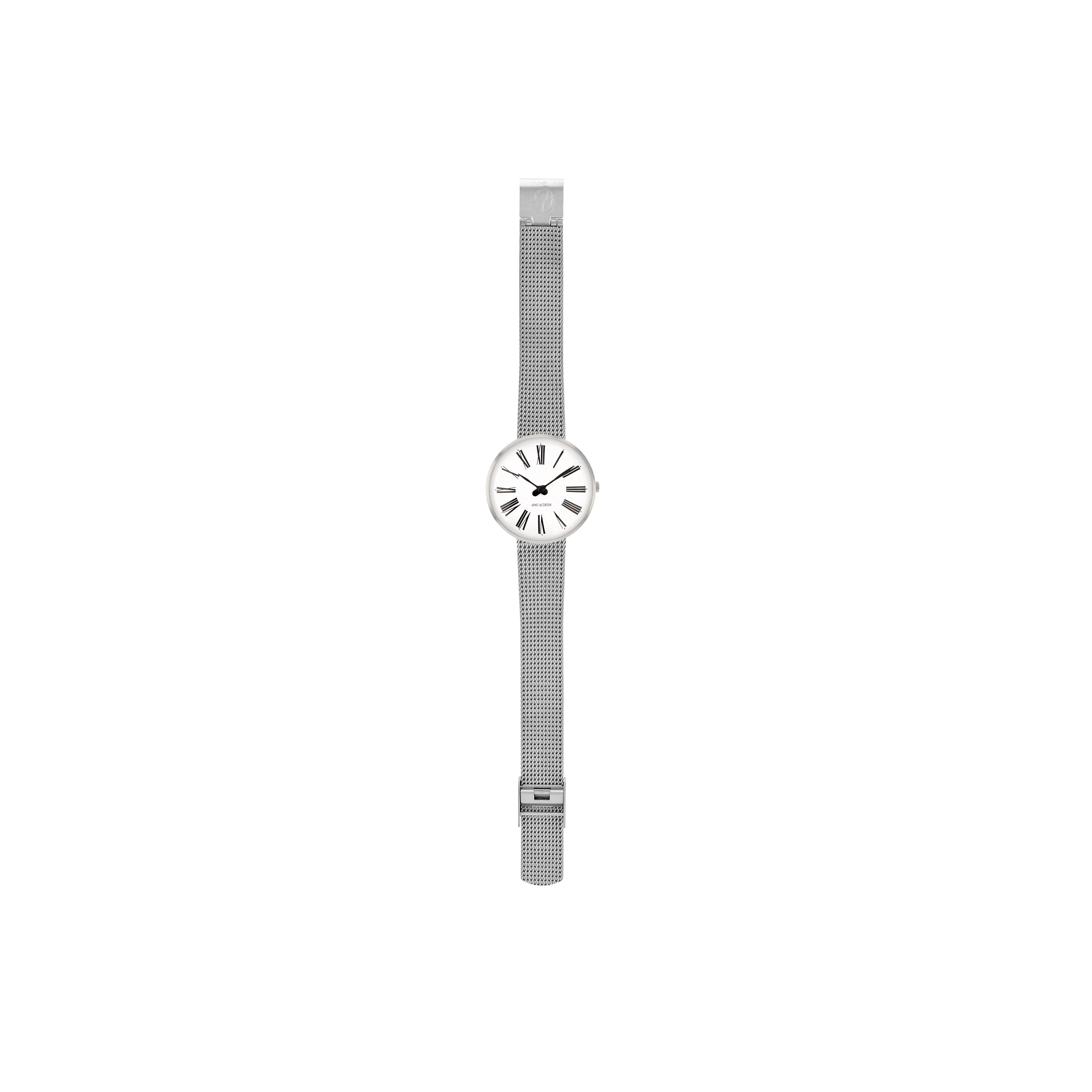 Arne Jacobsen Romerska armbandsur Ø30, silvernät