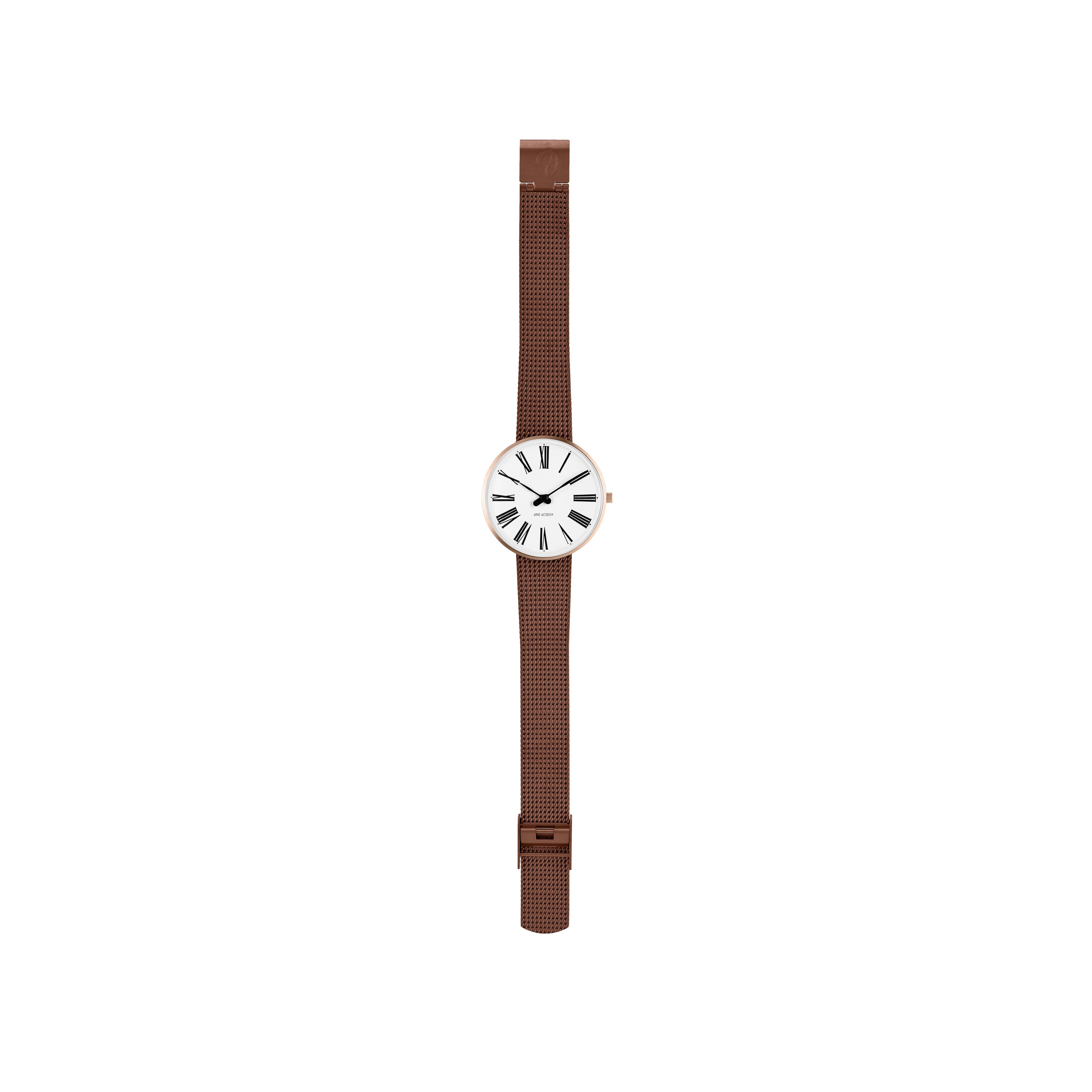 Arne Jacobsen Römische Uhr ø34, Rosé/Kupfermasche