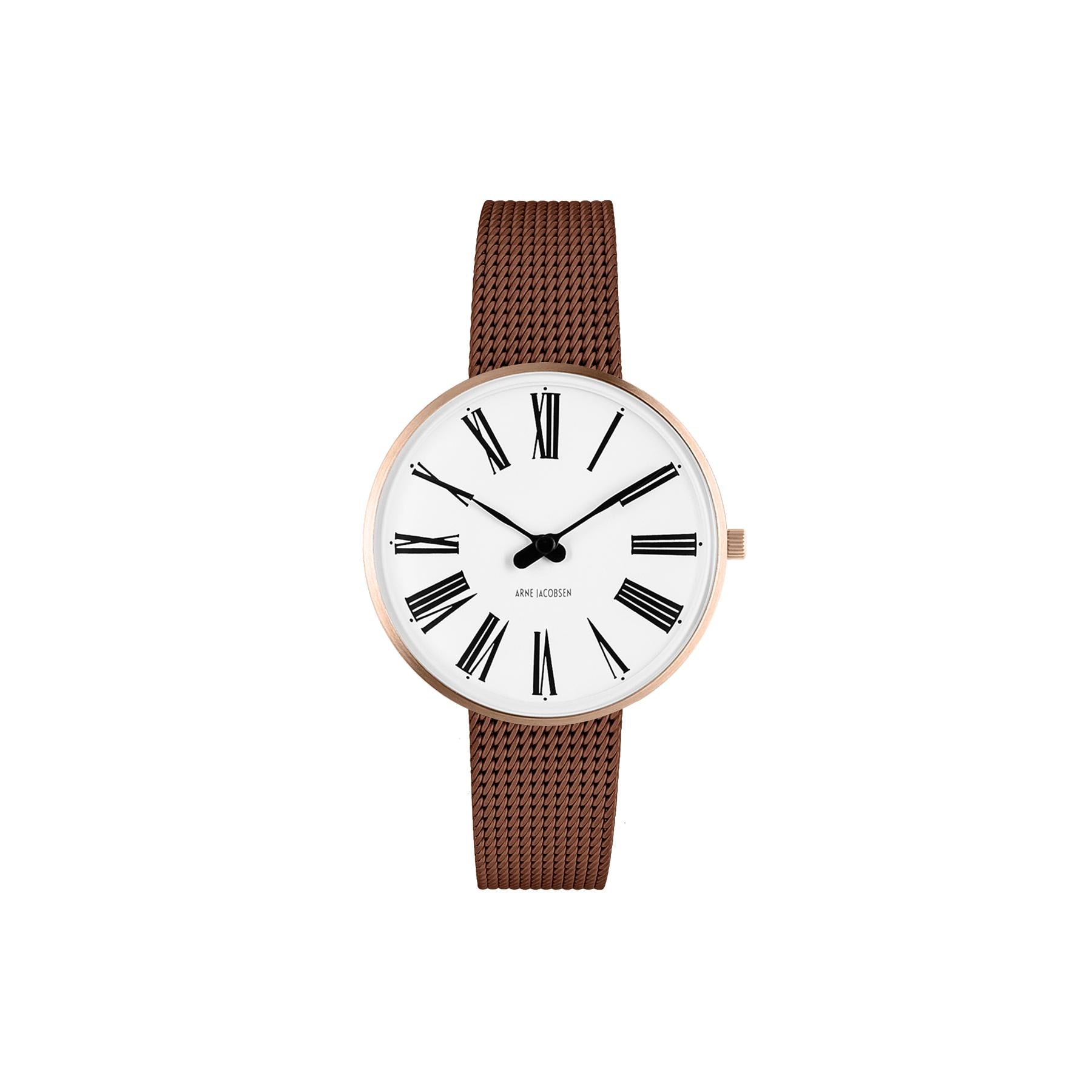 Arne Jacobsen Römische Uhr ø34, Rosé/Kupfermasche