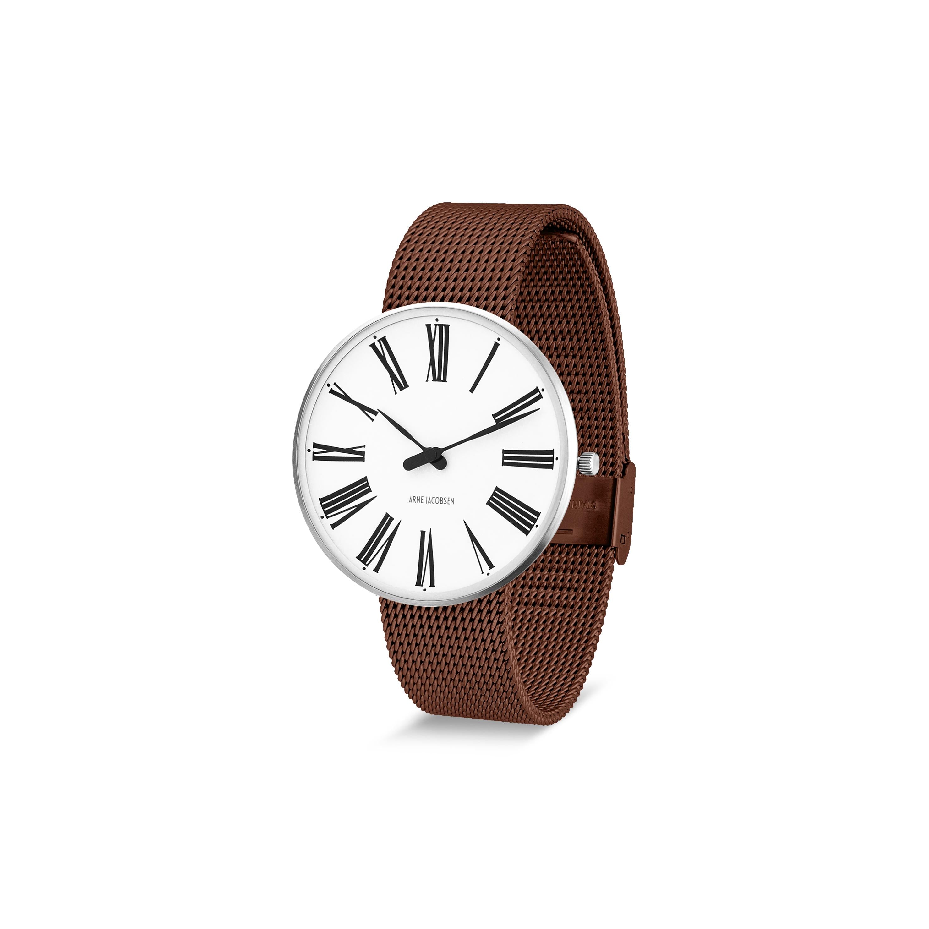 Arne Jacobsen Römische Armbanduhr ø40, Kupfergeflecht