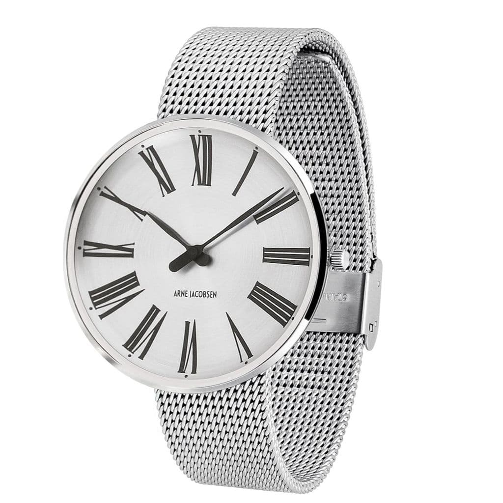 Arne Jacobsen Römische Armbanduhr ø40, Sonnenstrahl/Silbermasche