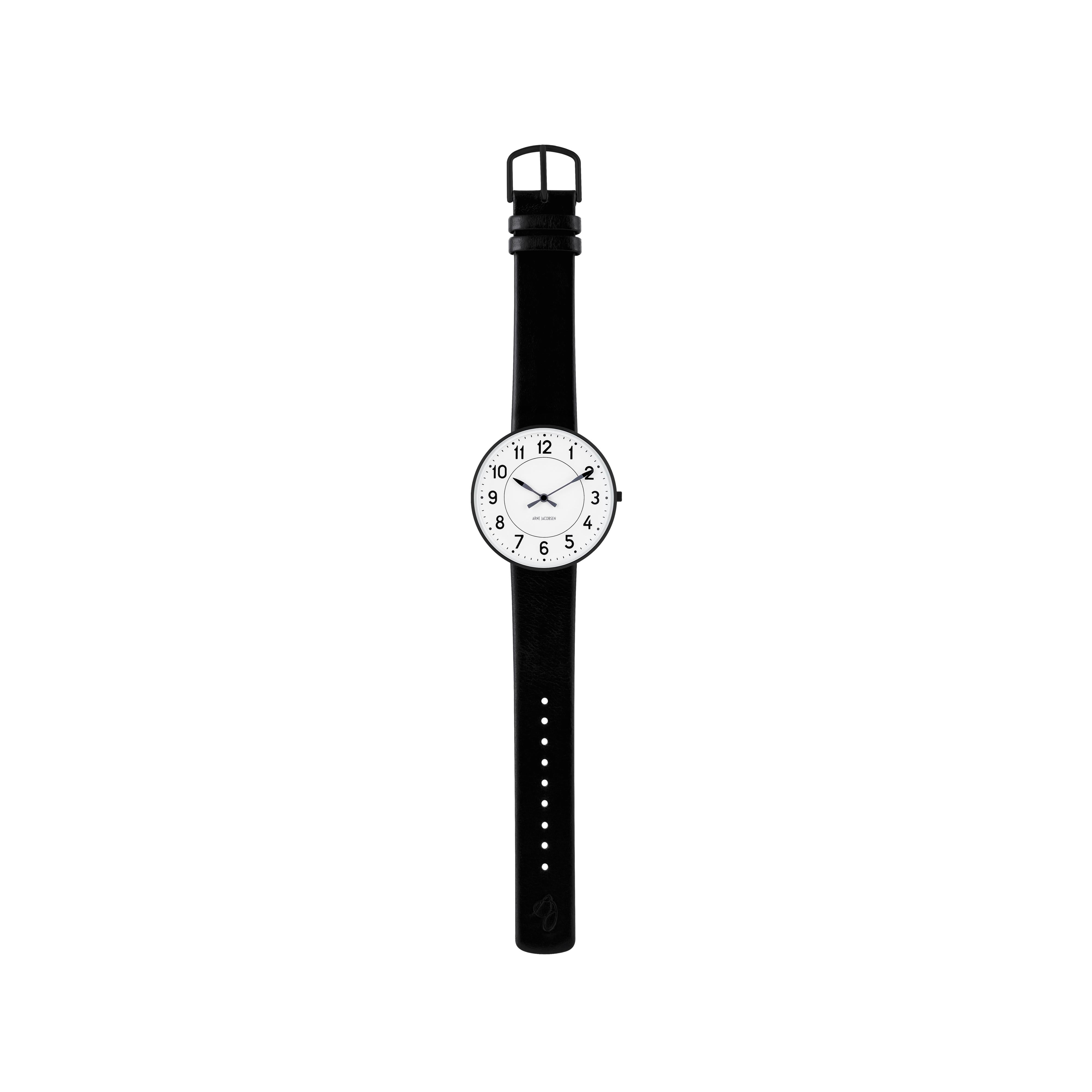 Arne Jacobsen Station Wristwatch ø40, Black/Black