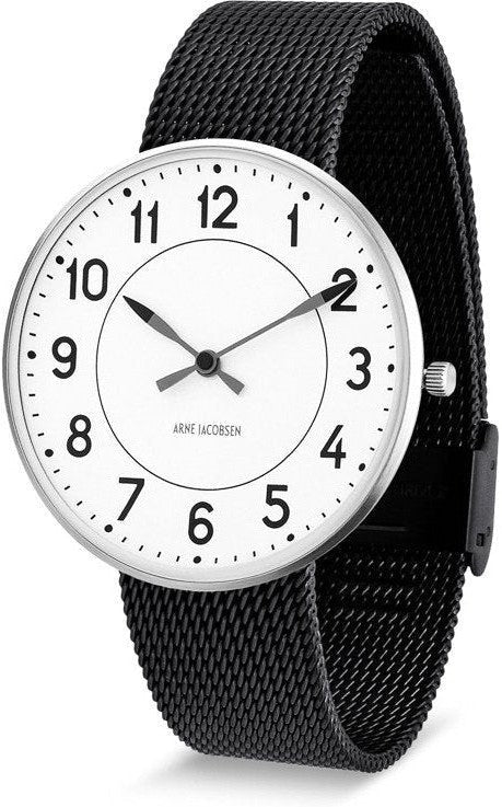 Arne Jacobsen Station Wristwatch ø40, Black Mesh