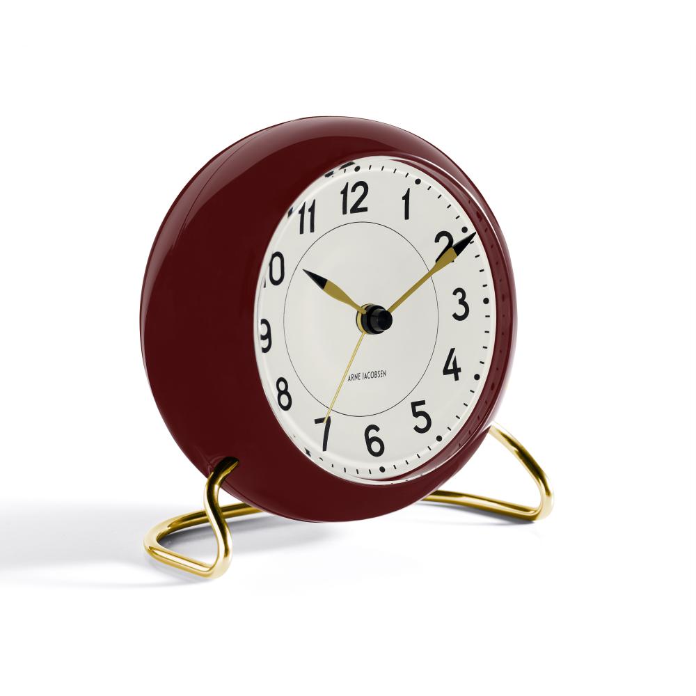 Arne Jacobsen Horloge de table de station avec alarme, bordeaux