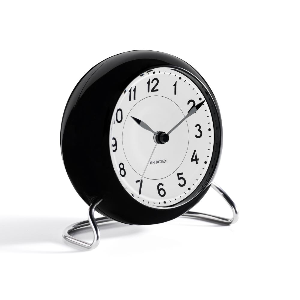 Arne Jacobsen Station Table Clock con allarme, nero
