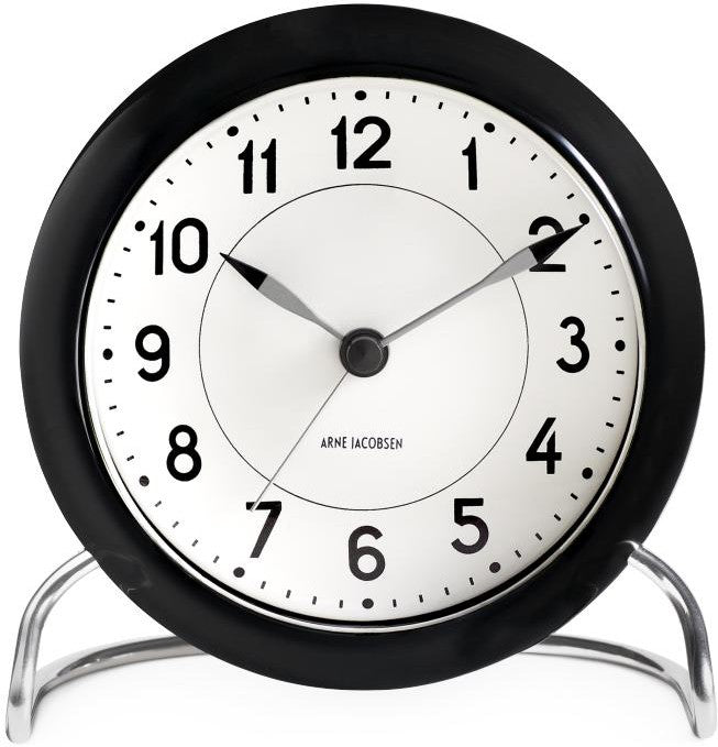 Reloj de mesa de la estación Arne Jacobsen con alarma, negro