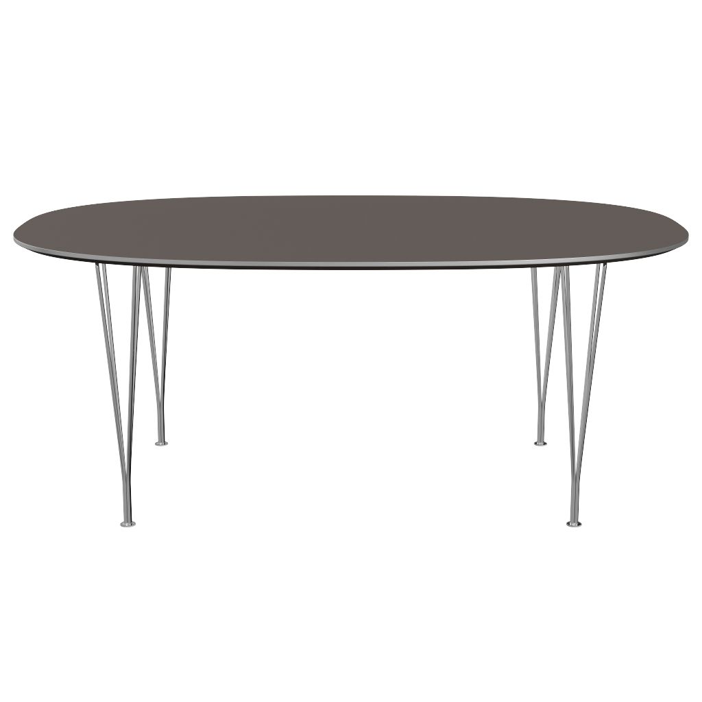 Fritz Hansen Superellipse餐桌铬/灰色贴面，120 x180 cm