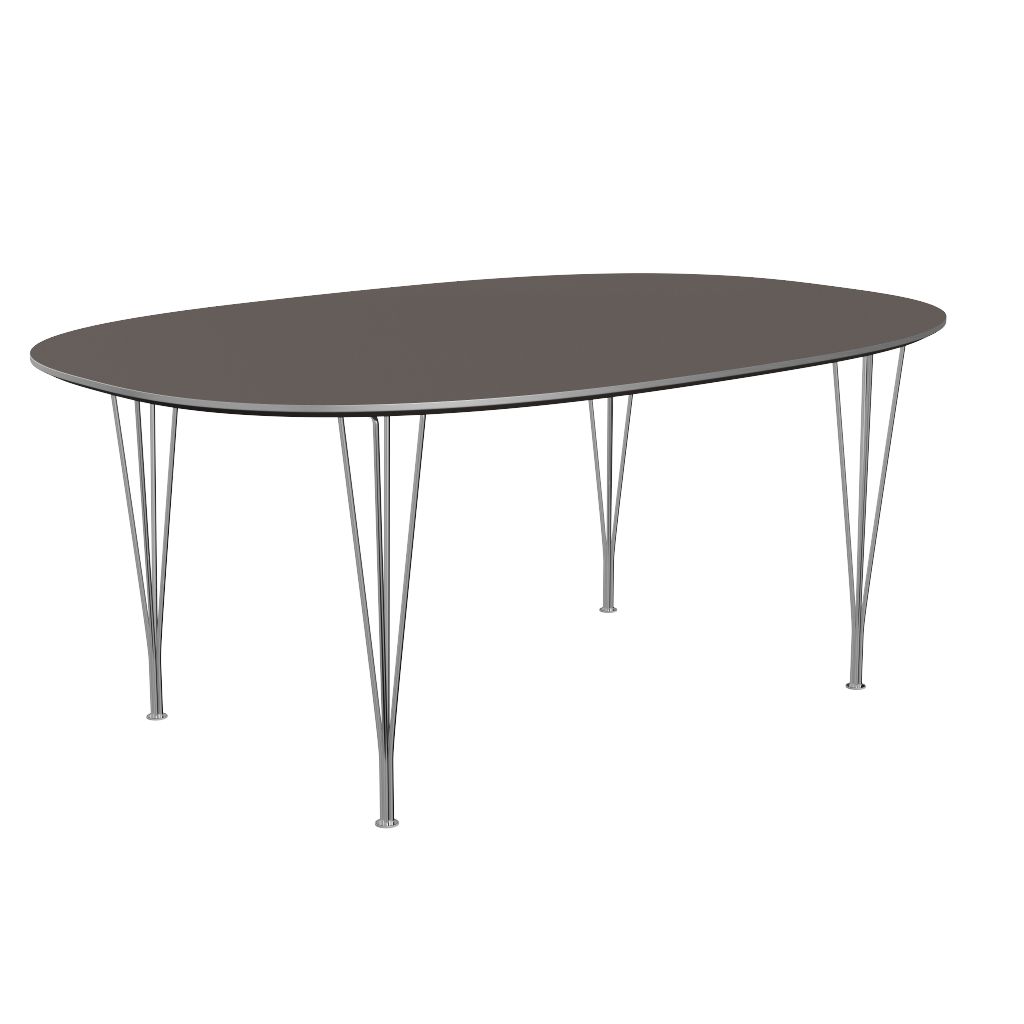 Fritz Hansen Superellipse spisebord krom/grå finér, 120 x180 cm