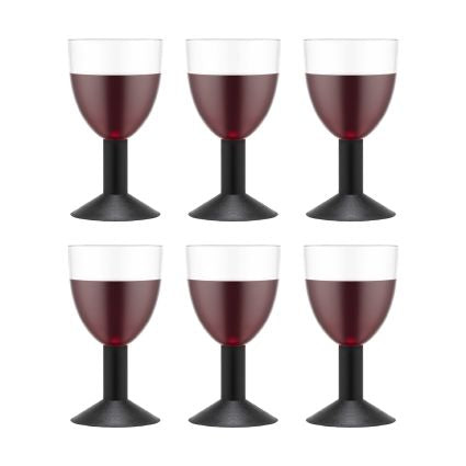 Bodum Oktett, Plastic Rode Wijn Glazen 6 Pcs., Zwart