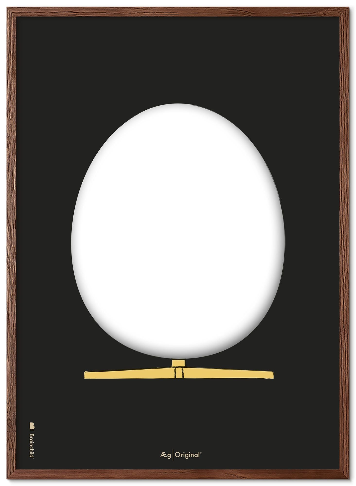 Brainchild The Egg Design Sketch Poster Frame Made Of Dark Wood 50x70 Cm, Black Background