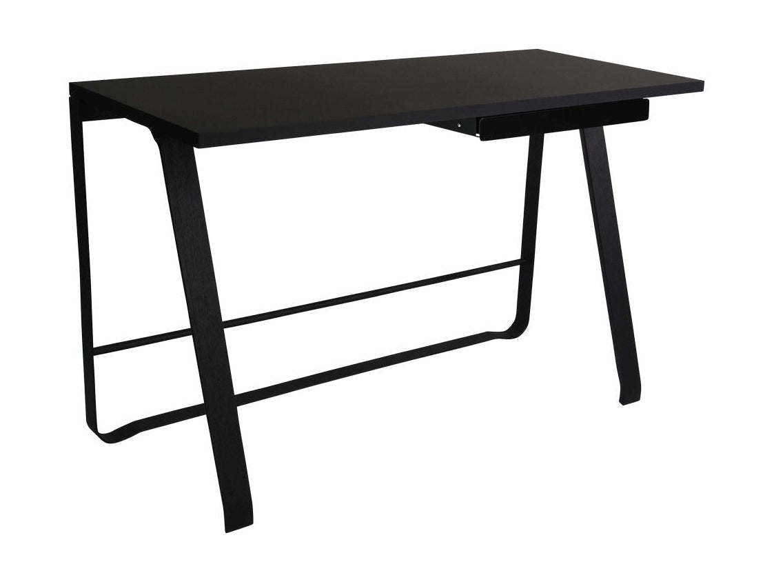 Bent Hansen Hemingway -skrivebord med skuffe L 120 cm, sort lakeret bøg/sort linoleum