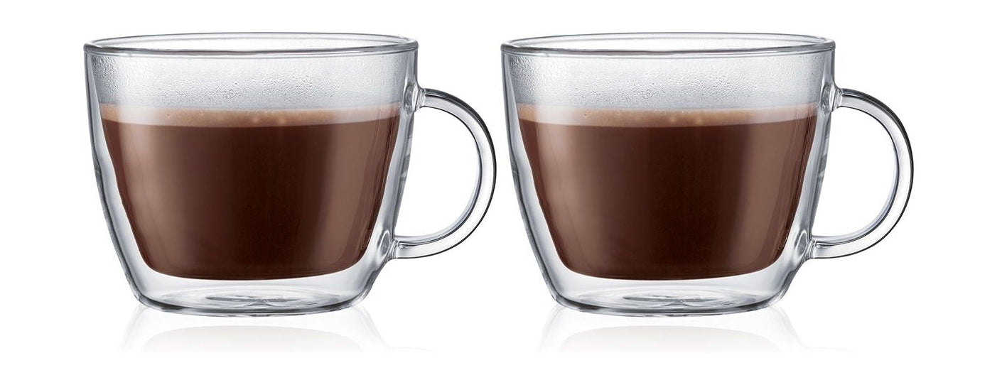 Bodum Bistro caffè latte cup dubbel ommuur met handgreep H11.4 cm, 2 pc's.