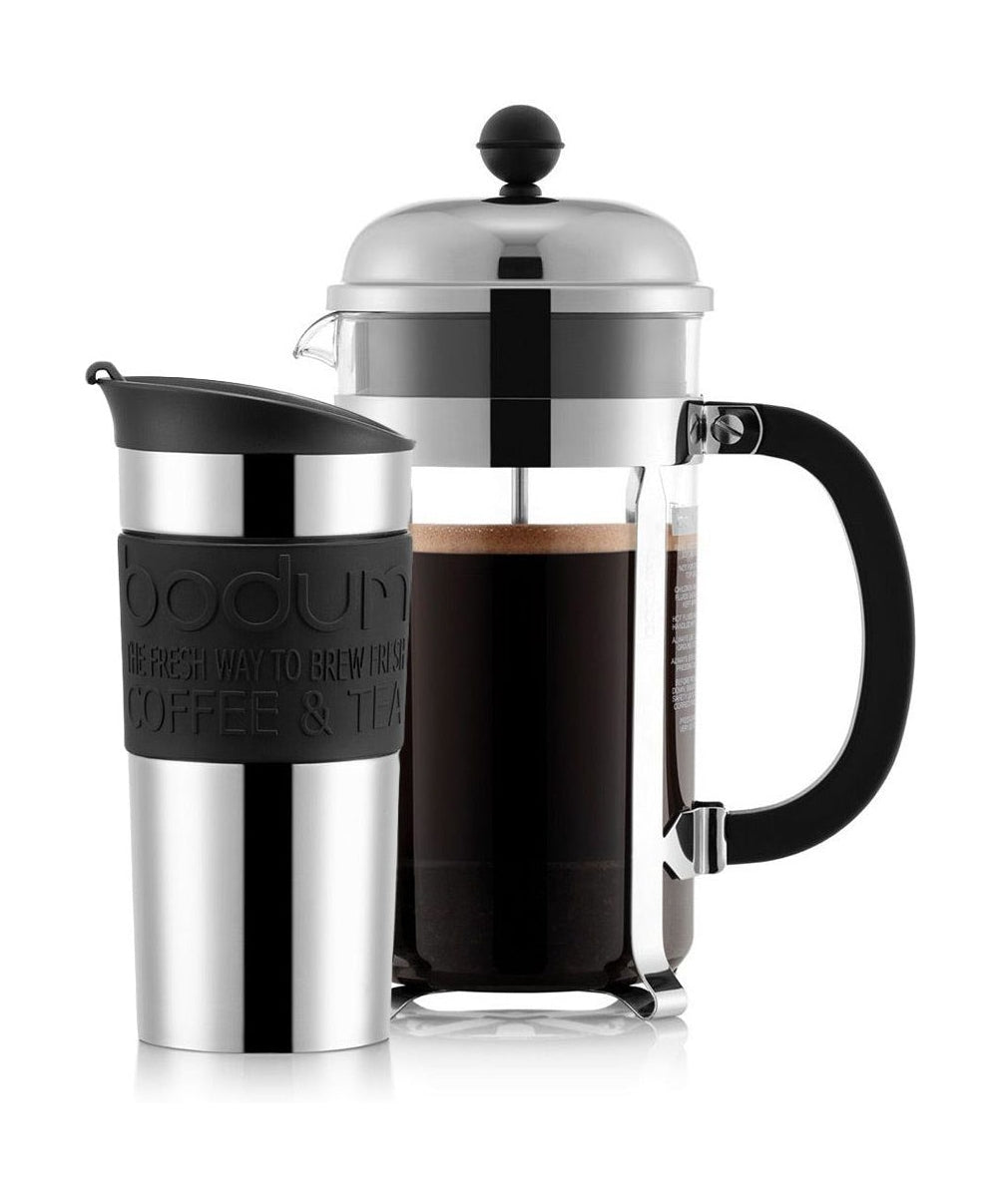 bodum Chambord Set Coffee Maker and Vacuum Travel Tug Double Murred Black, 8 tasses