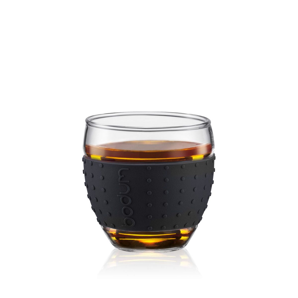 Bodum Pavina -glas met siliconengreep zwart 0,1 l, 2 pc's.