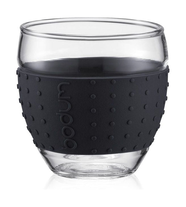 Bodum Pavina Glass con manico in silicone nero 0,1 L, 2 pezzi.
