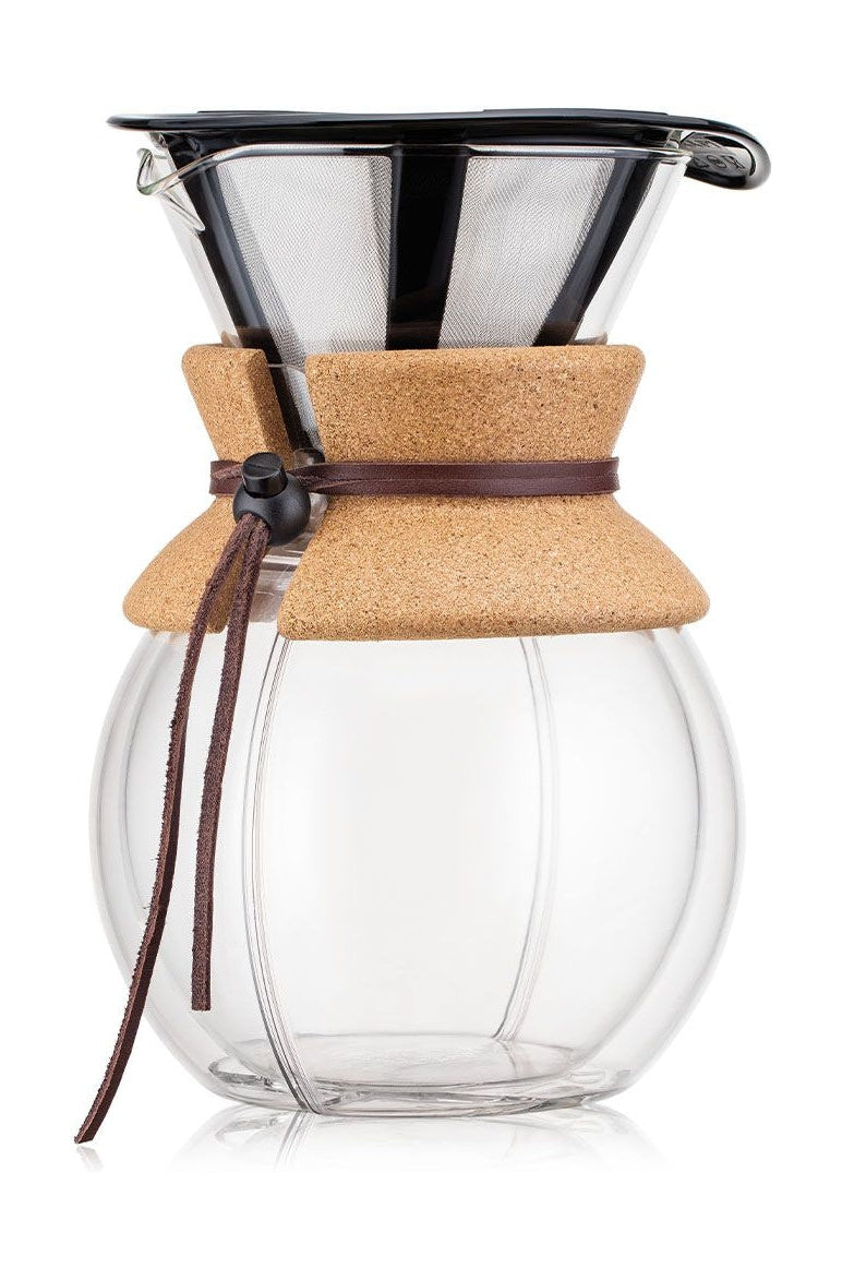 Bodum Pour Over Double Wall Coffee Maker With Permanent Coffee Filter Extra Layer Cork, 8 Cups