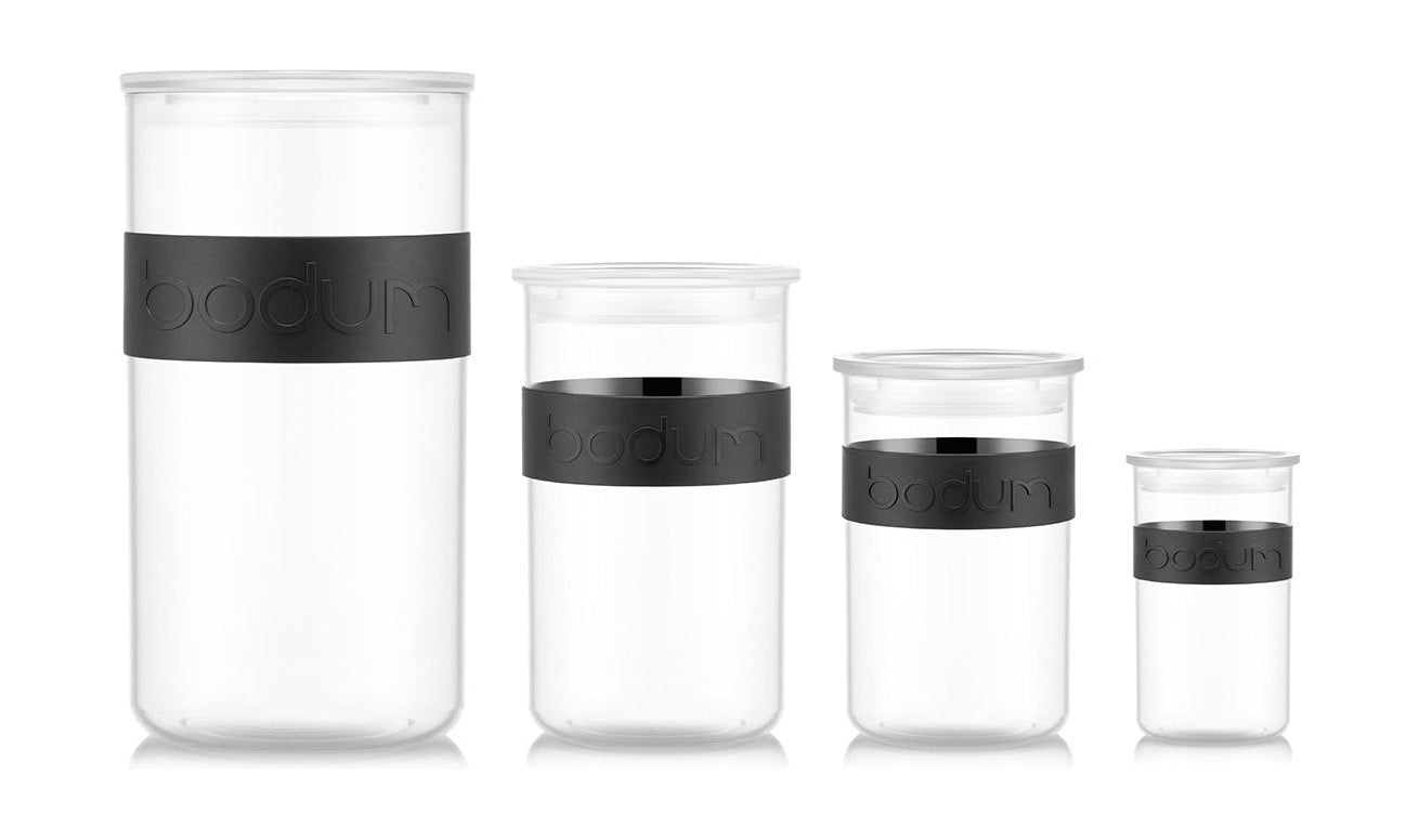 Bodum Presso Storage Jars With Silicone Band Black, 12 Pcs.