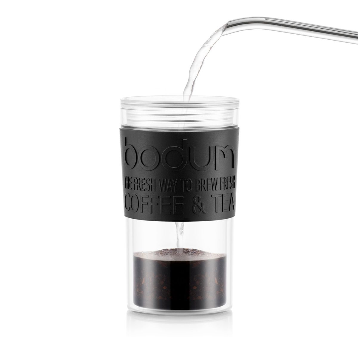 Bodum Reisepressen-Set Kaffeemaschine mit Extra-Deckel Doppelwandig, Schwarz