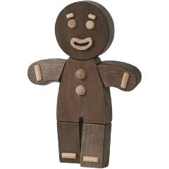 Figura de madera de hombre de pan de jengibre de infancia, roble manchado, pequeño