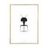 Brainchild Ant Classic Poster, Brass Colored Frame 50x70 Cm, White Background
