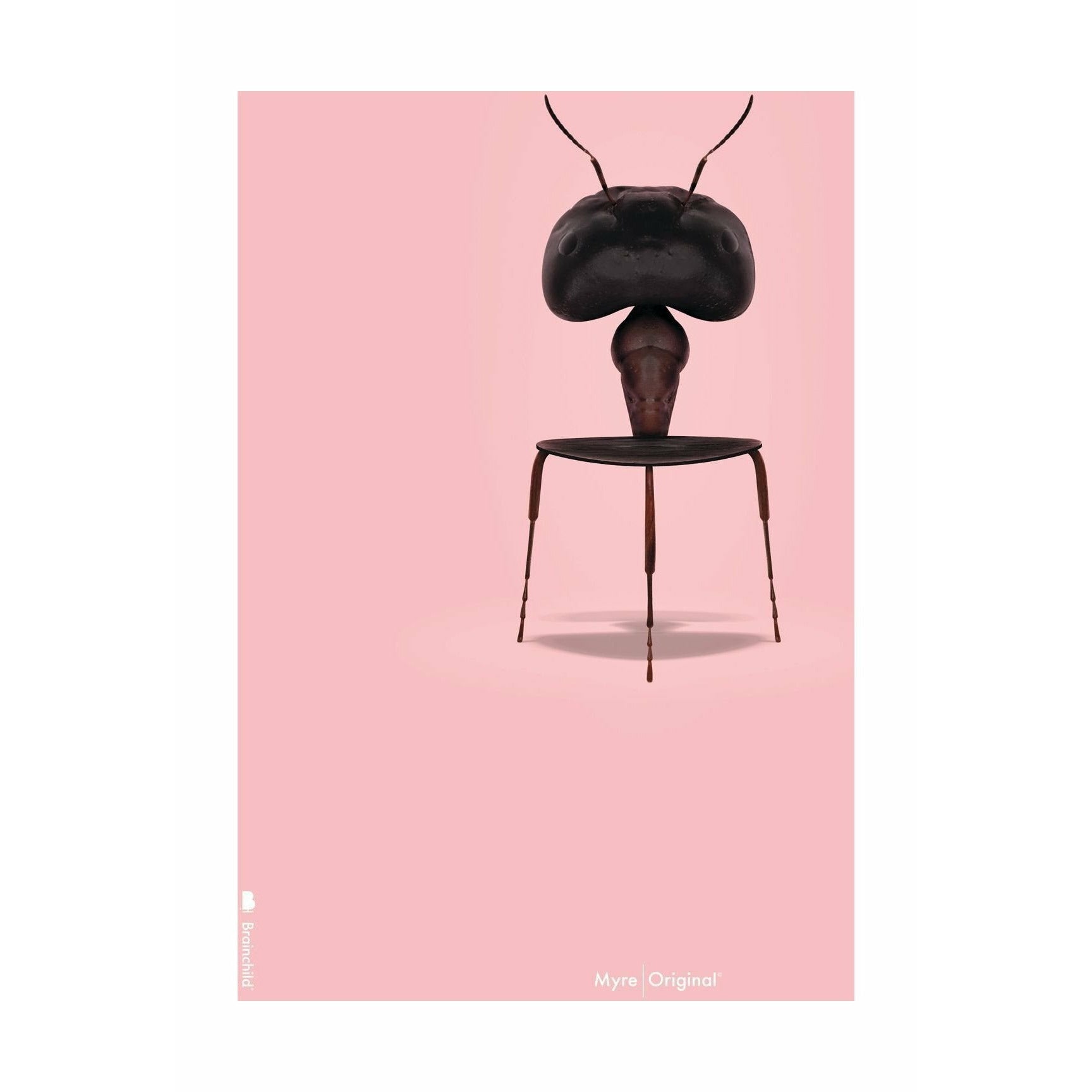 Brainchild Ameise Classic Poster ohne Rahmen 50x70 Cm, Rosa Hintergrund