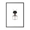 brainchild Affiche classique de fourmi, cadre en bois laqué noir 50x70 cm, fond blanc