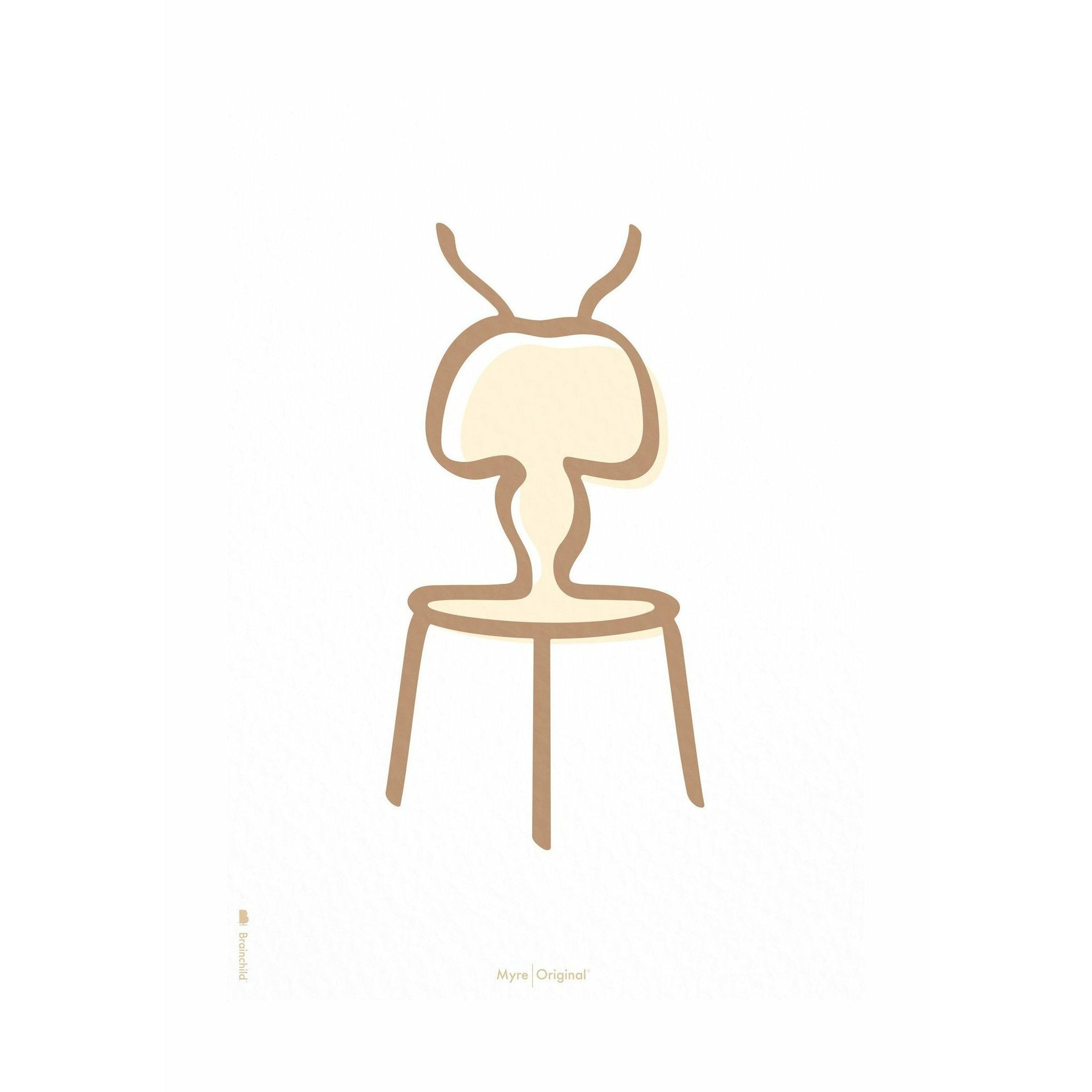 Poster di linea di formiche di fantasia senza cornice 50x70 cm, sfondo bianco