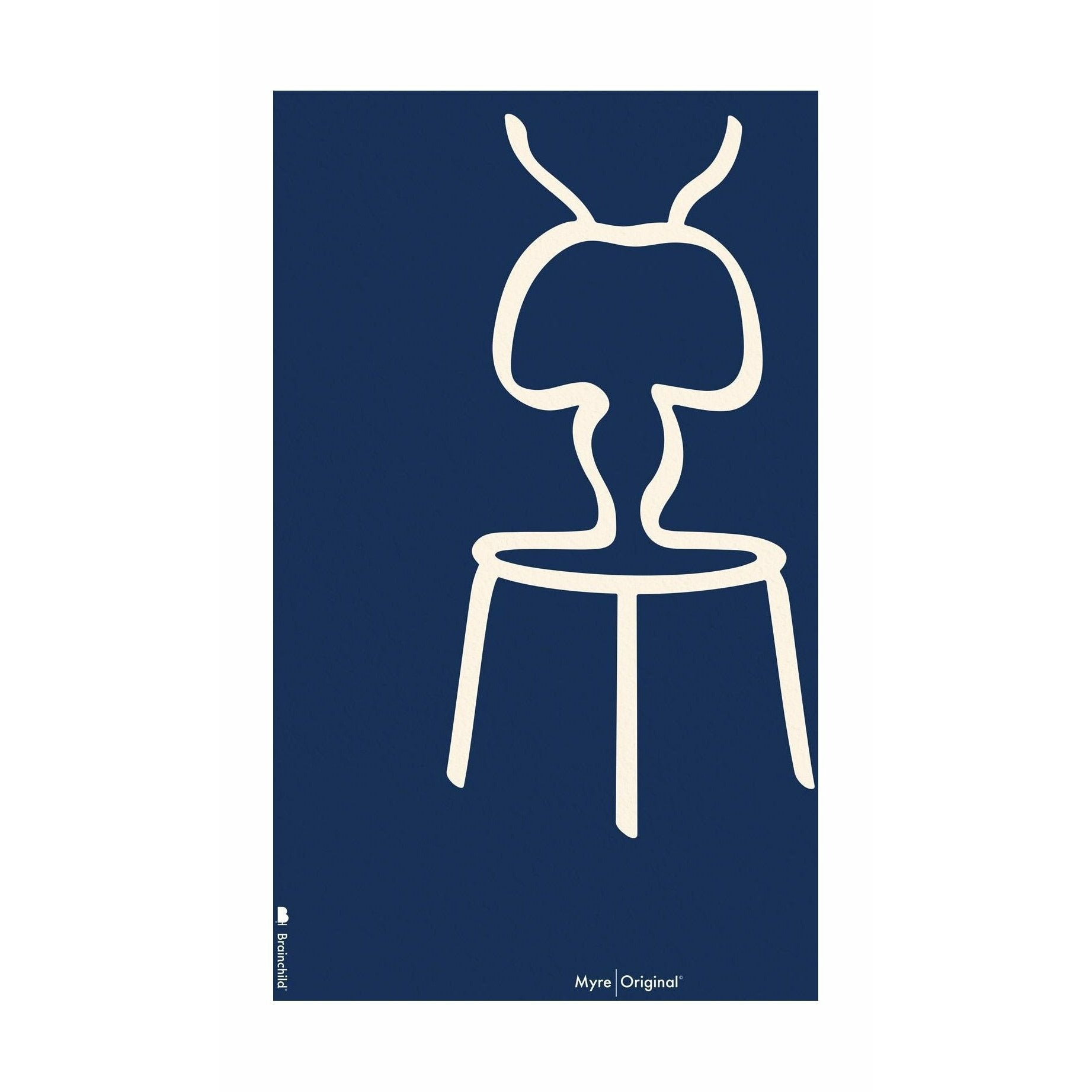 Brainchild Ant Line Poster Without Frame 70 X100 Cm, Blue Background