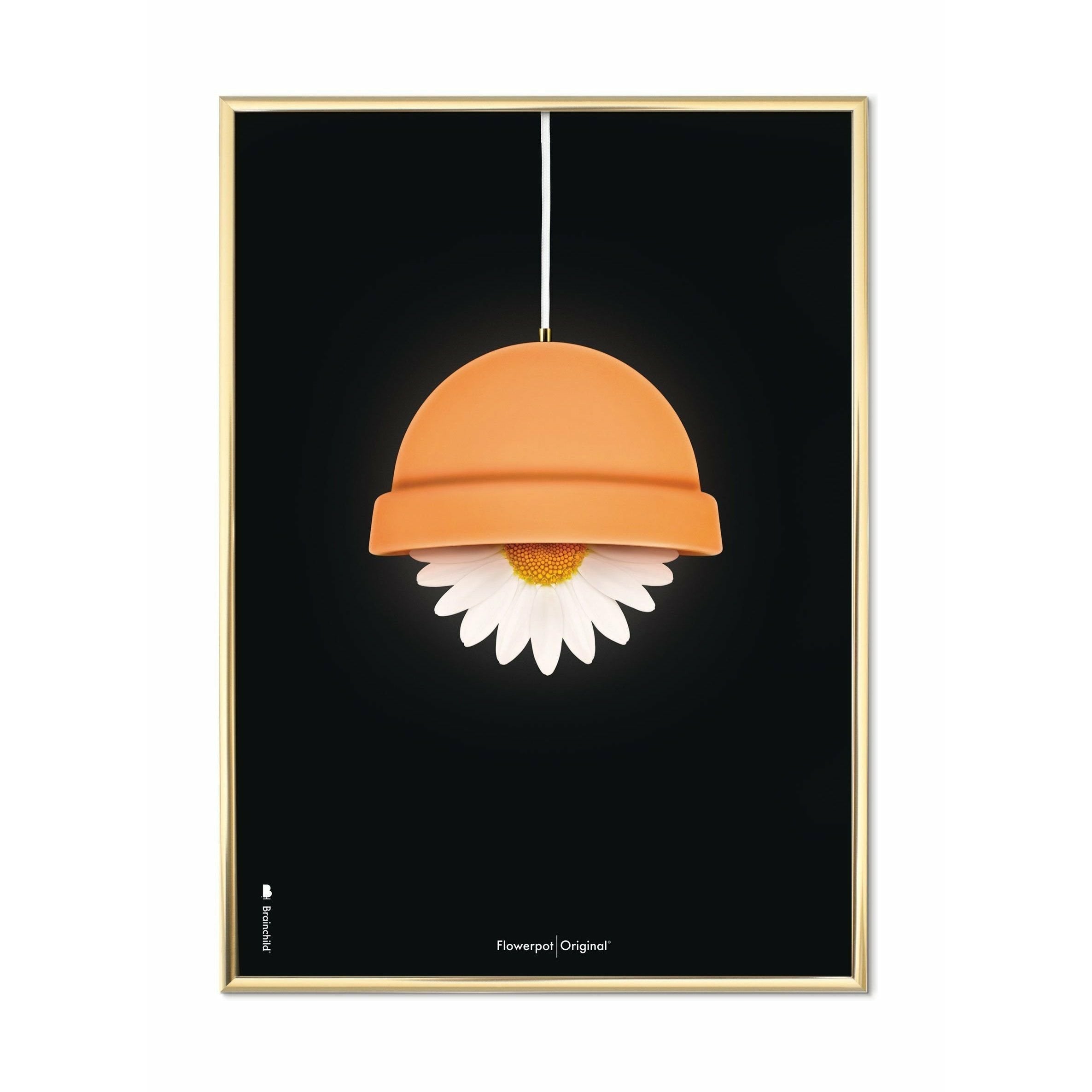 Brainchild Flowerpot Classic Poster, mässingsfärgad ram 70 x100 cm, svart bakgrund