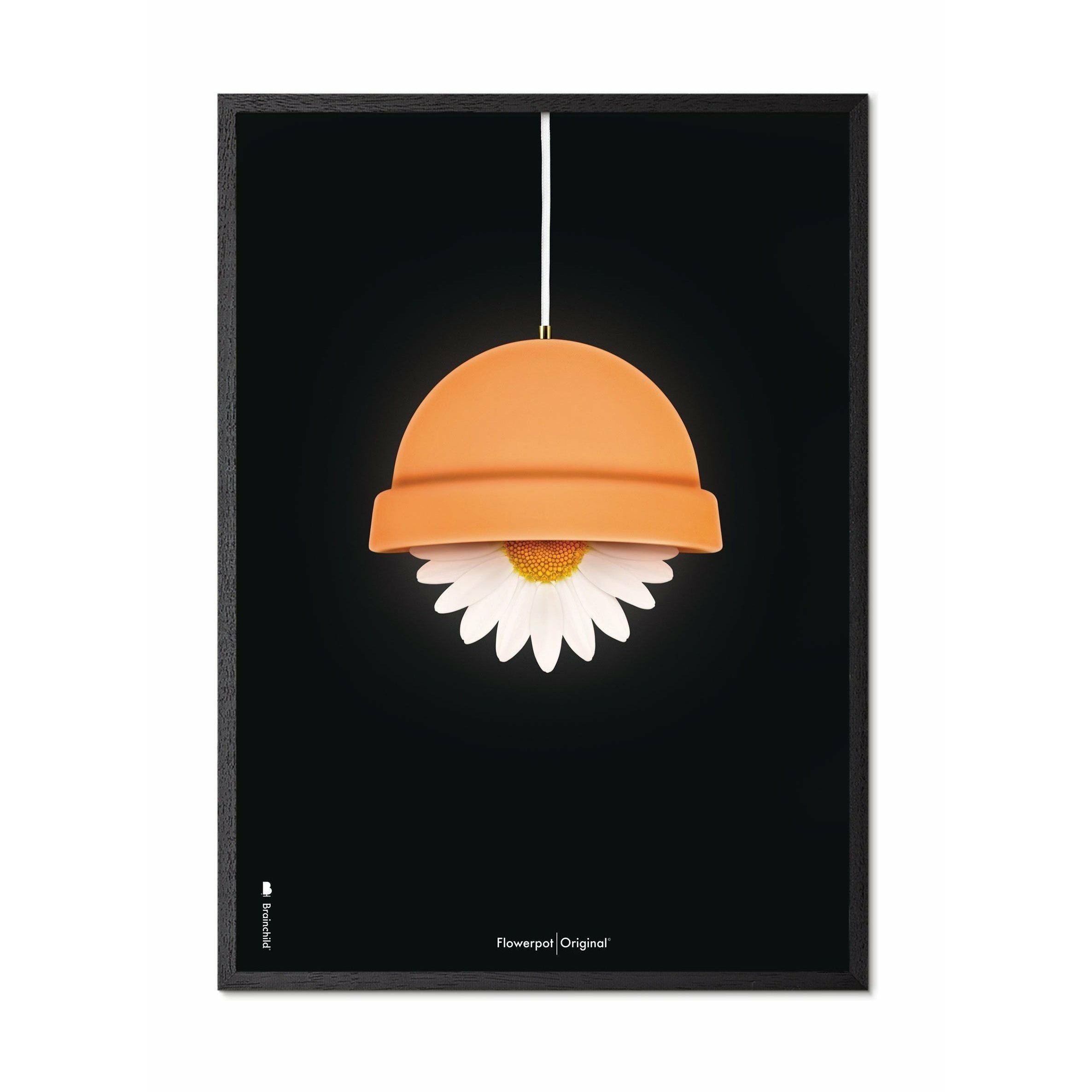Brainchild Flowerpot Classic -affisch, ram i svart lackerat trä 30x40 cm, svart bakgrund