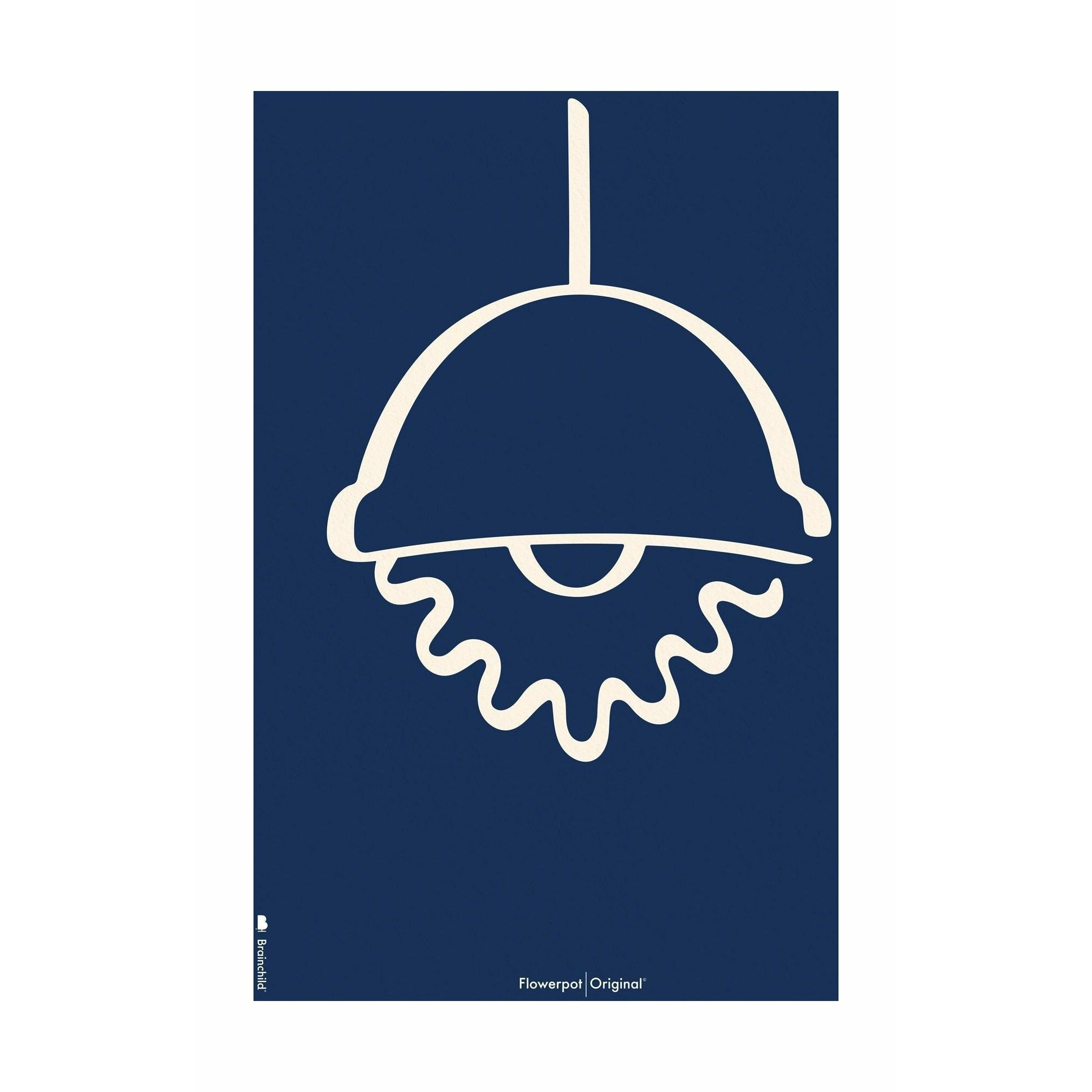 Brainchild Flowerpot Line Poster Without Frame A5, Blue Background