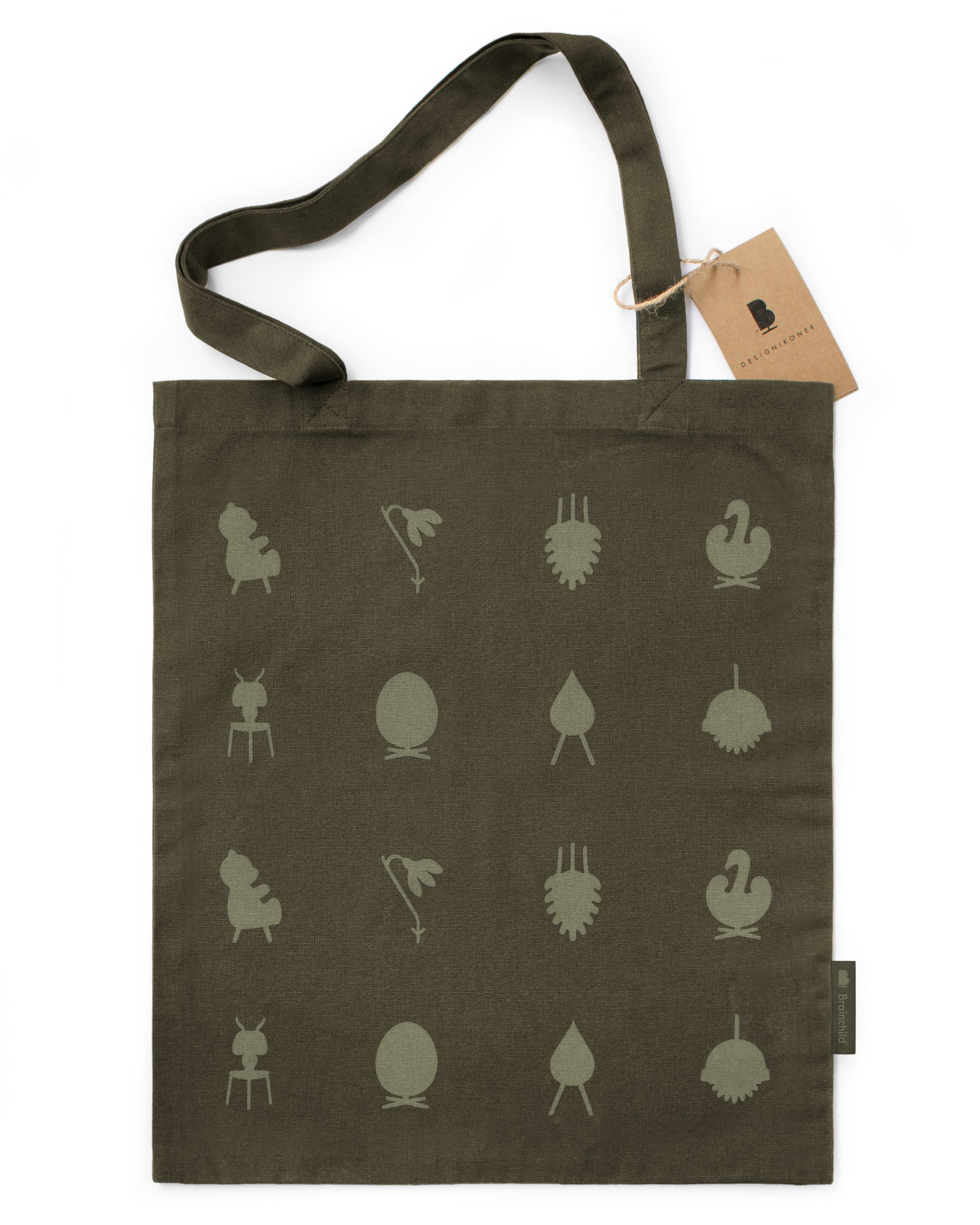 Icone di design da un'antanza che trasportano borsa, verde