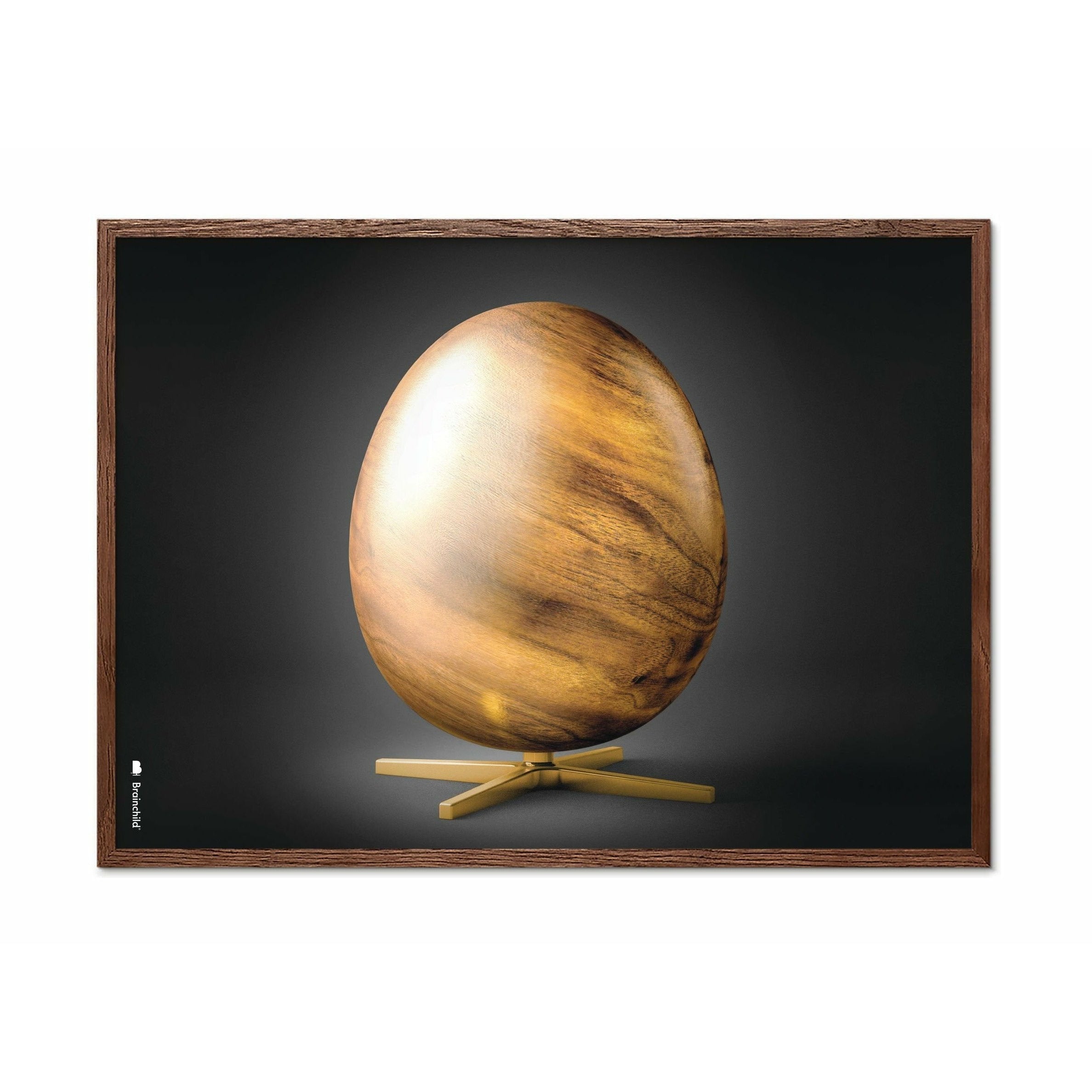 Brainchild Egg Cross Format Poster, Dark Wood Frame A5, Black