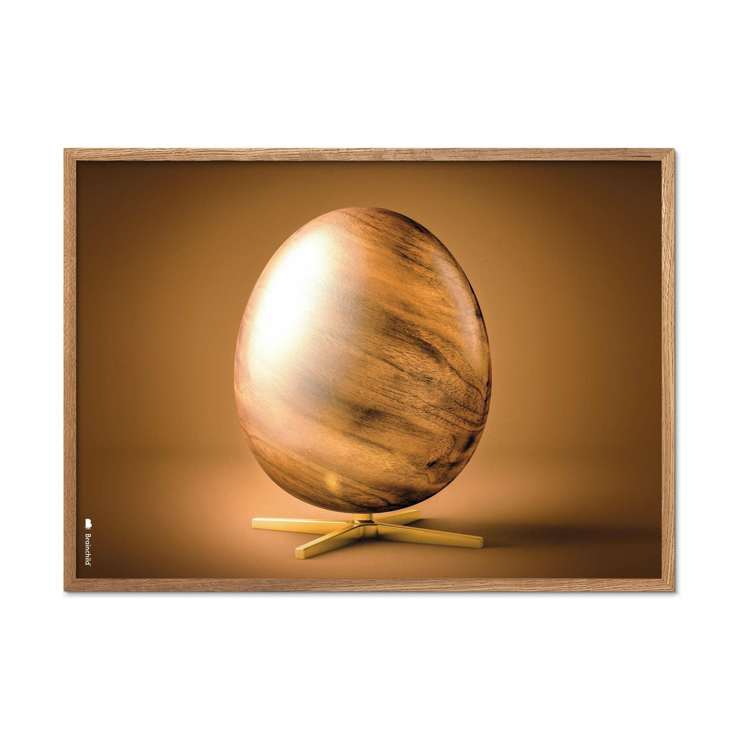 创生鸡蛋交叉格式海报，由浅木制成的框架30x40厘米，棕色