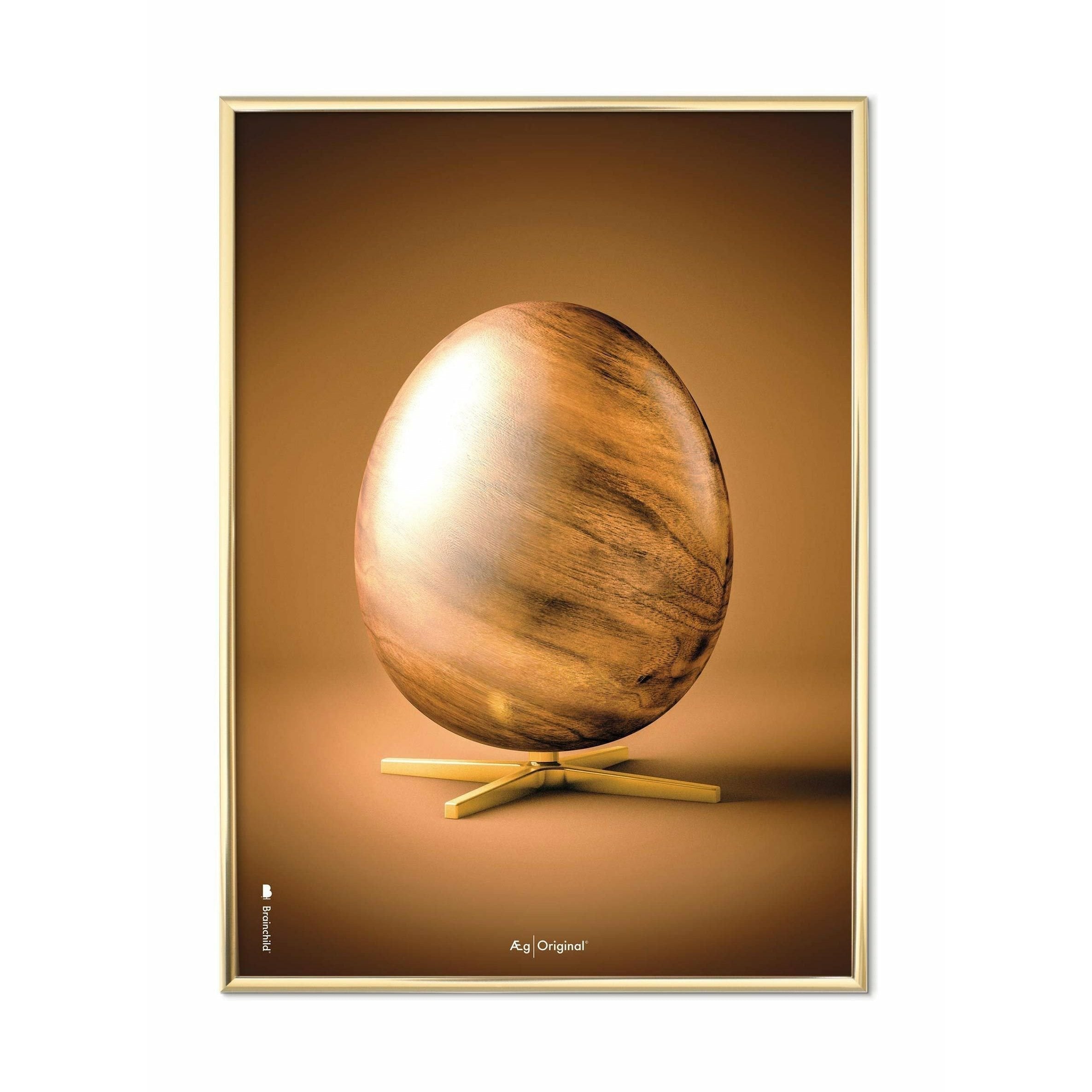 创意鸡蛋图海报，黄铜彩色框架30 x40 cm，棕色