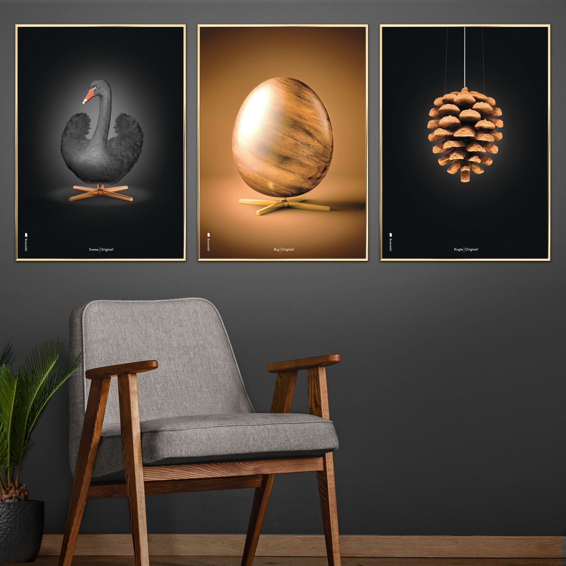 brainchild Eierfiguren Poster, messing gekleurd frame 70 x100 cm, bruin