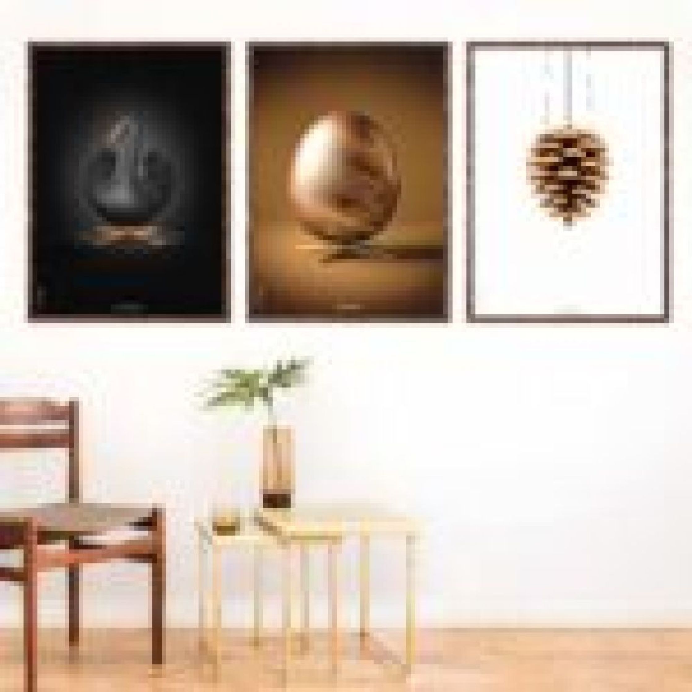 Brainchild Egg Figures Poster, Brass Coloured Frame 70 X100 Cm, Brown