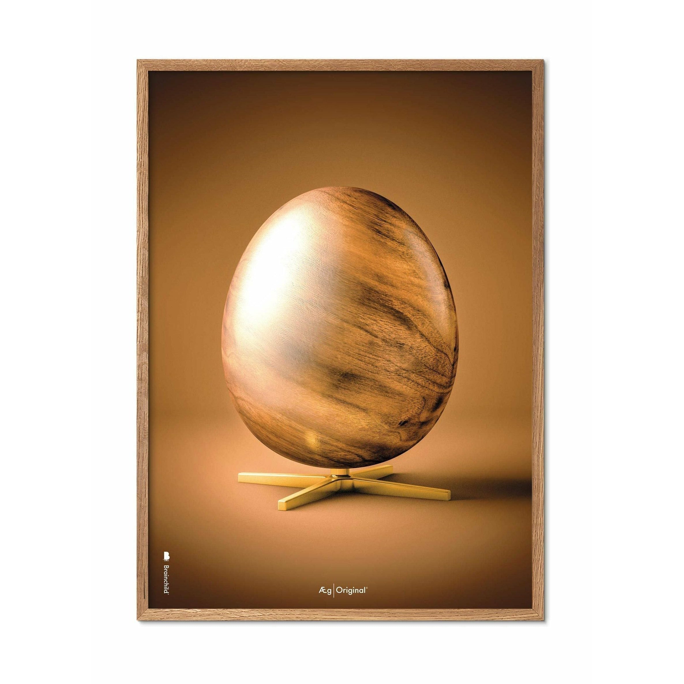 创意鸡蛋图海报，由浅木A5制成的框架，棕色