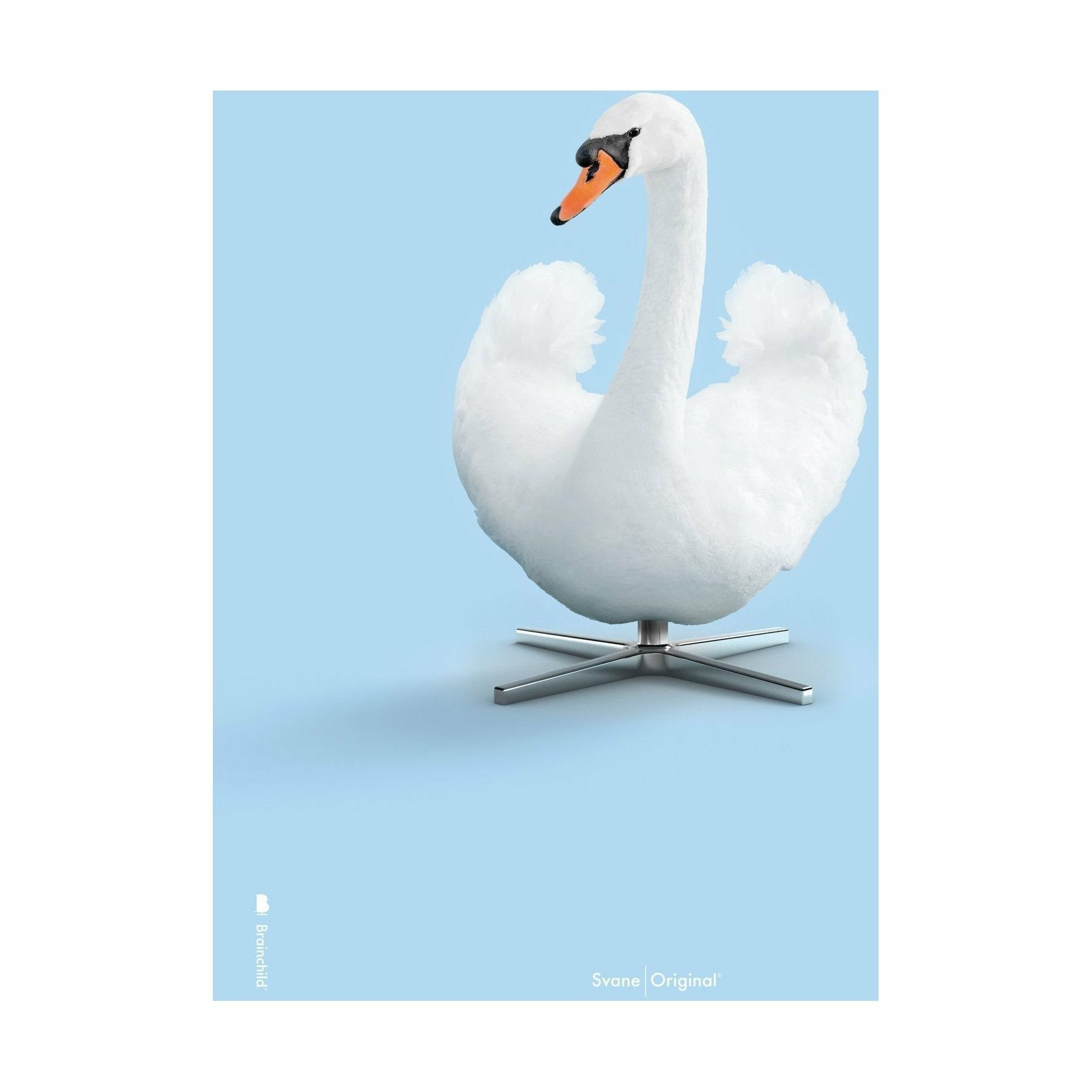 brainchild Swan Classic Poster zonder frame 30x40 cm, lichtblauwe achtergrond