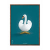  Swan Classic Poster Dark Wood Frame 50x70 Cm Petroleum Blue Background