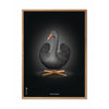 Brainchild Swan Classic Poster, Frame Made of Light Wood 30x40 cm, svart/svart bakgrunn