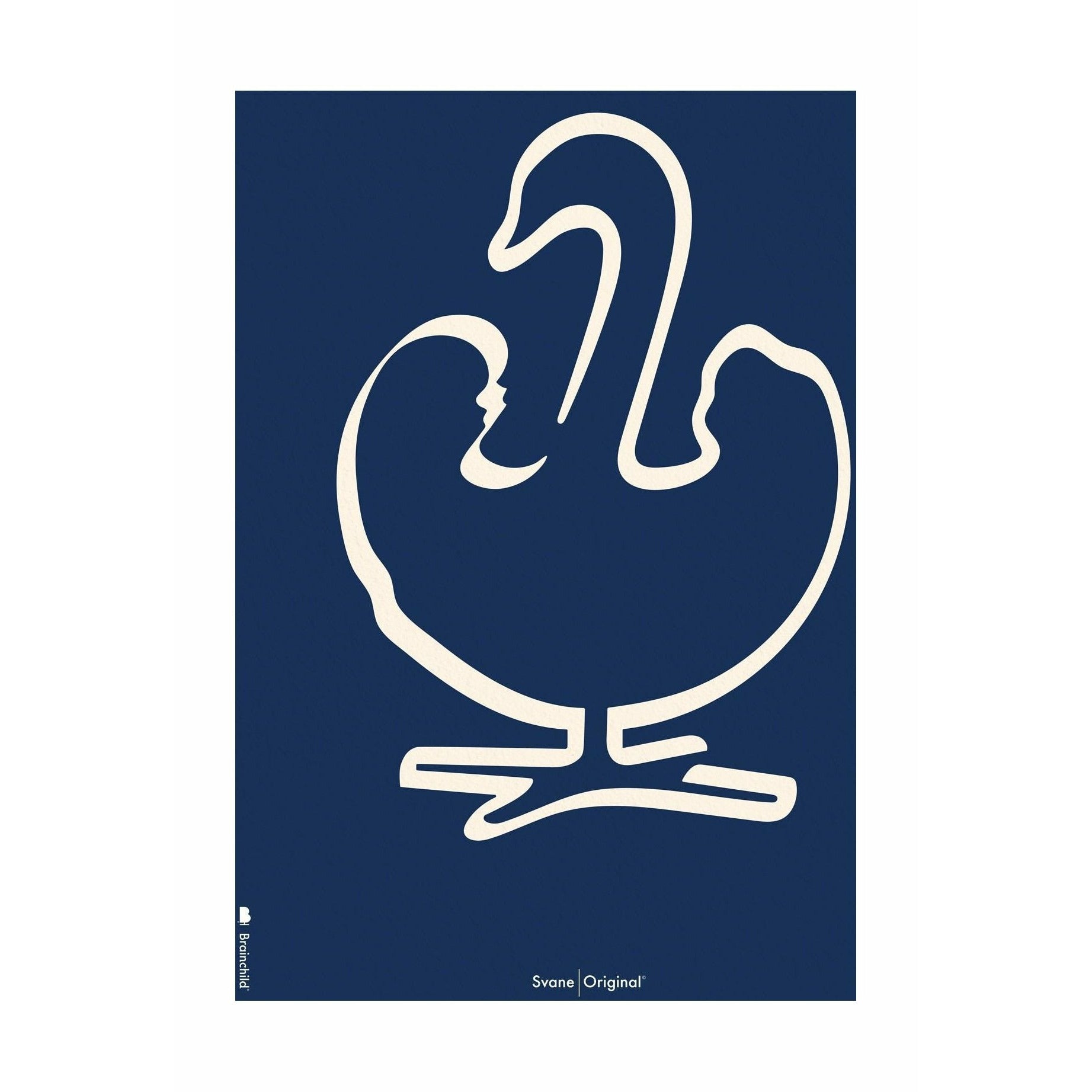 Brainchild Swan Line Poster Without Frame 50 X70 Cm, Blue Background