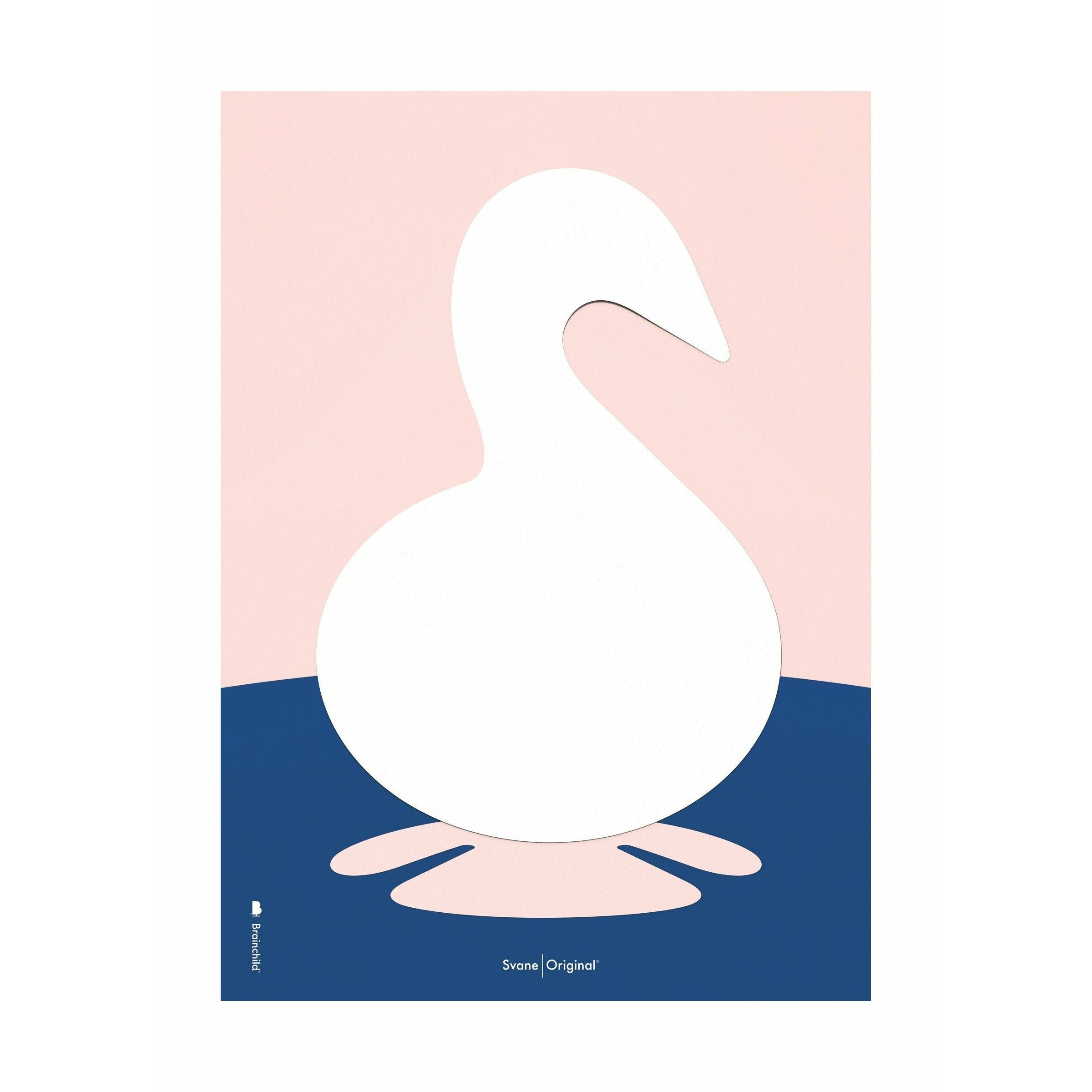 Brainchild Swan Paper Clip -affisch utan ram A5, rosa bakgrund