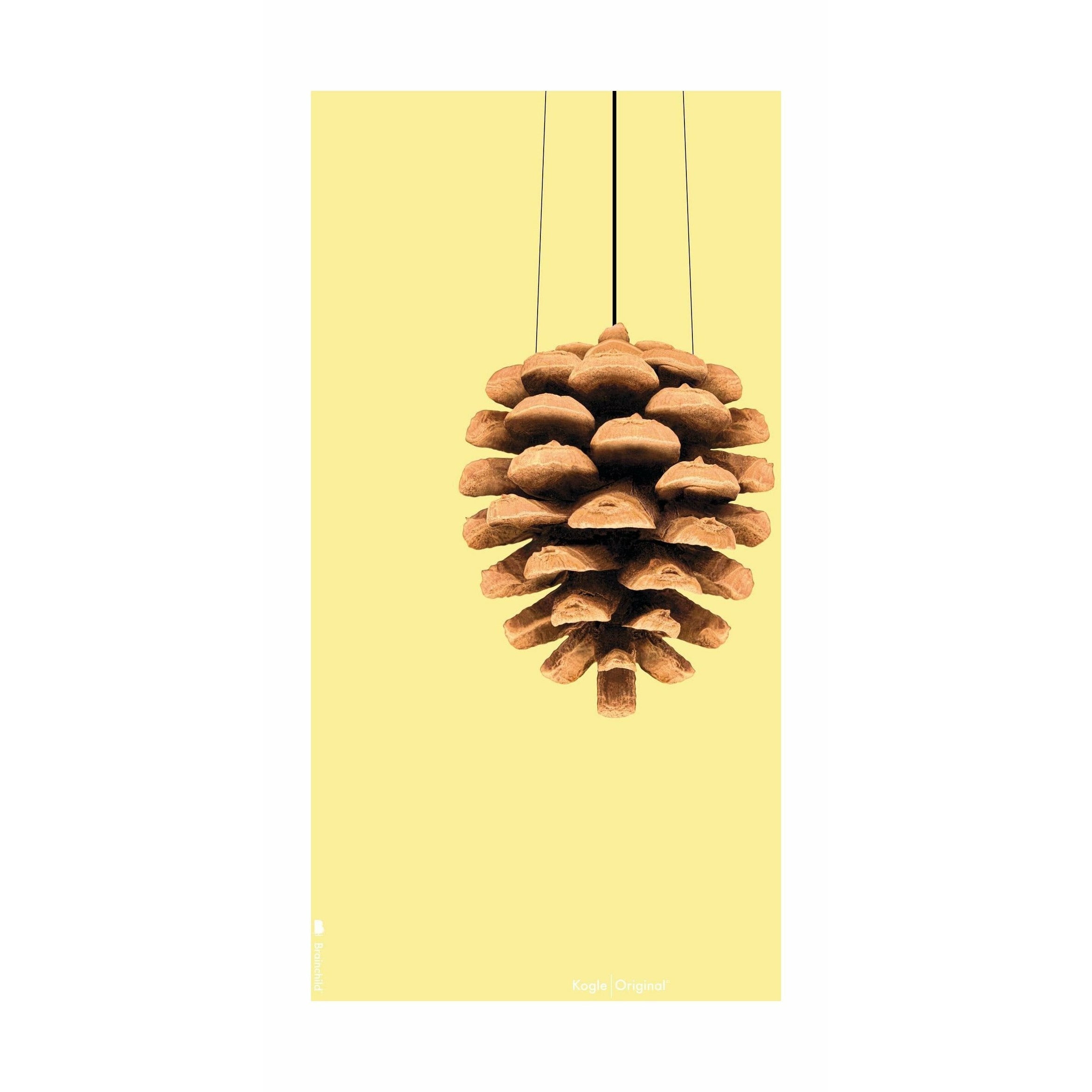 Póster clásico de cono de pino de creación sin marco 30 x40 cm, fondo amarillo