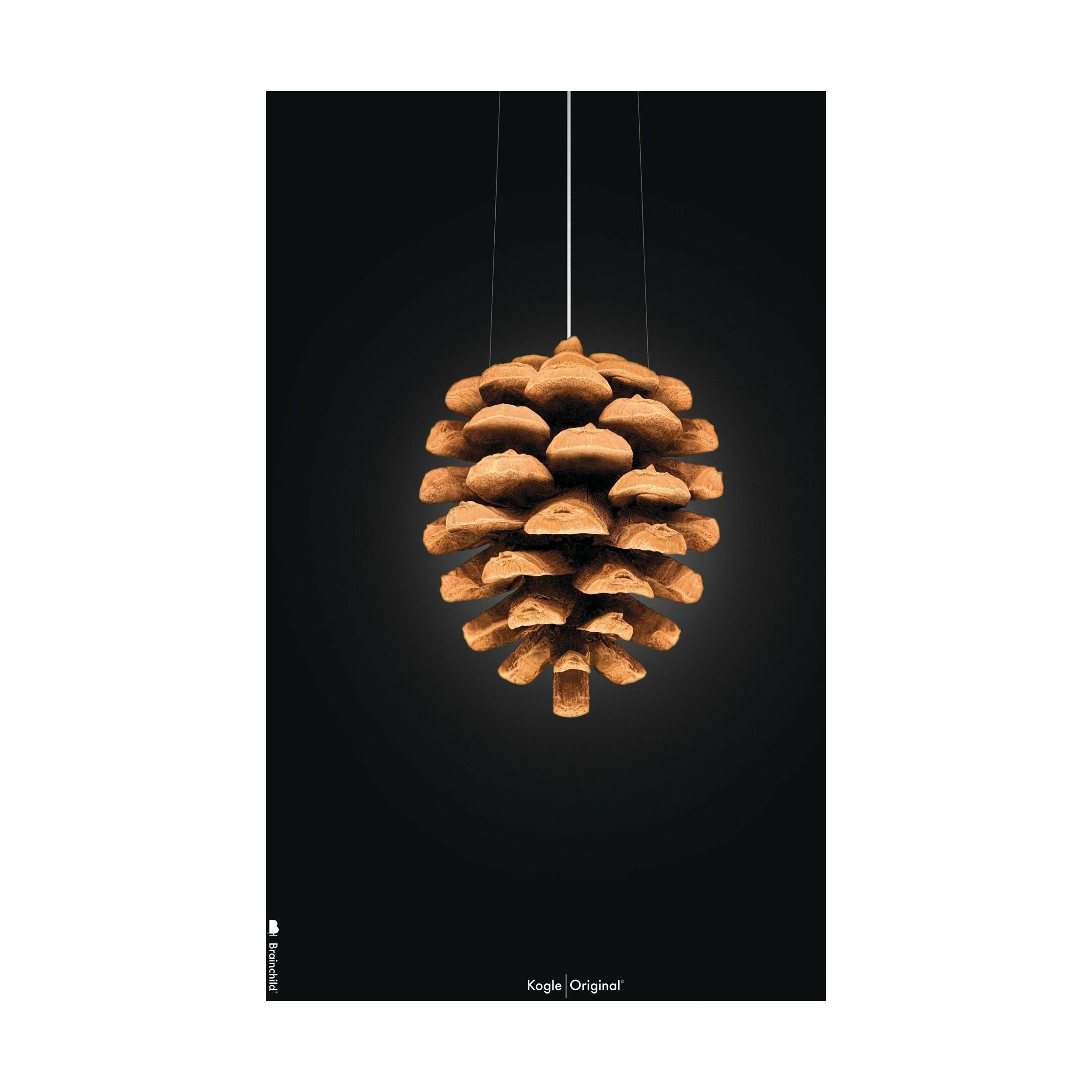 brainchild Pine Cone Classic Poster zonder frame 50x70 cm, zwarte achtergrond